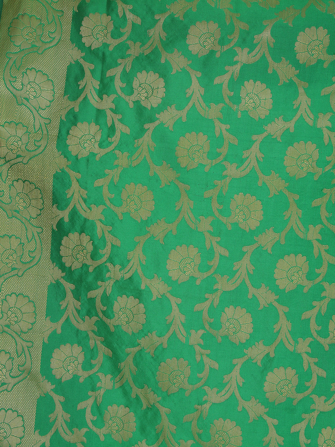 Saundarya Women's Dark Green Banarasi Silk Golden Zari Work Dupatta
