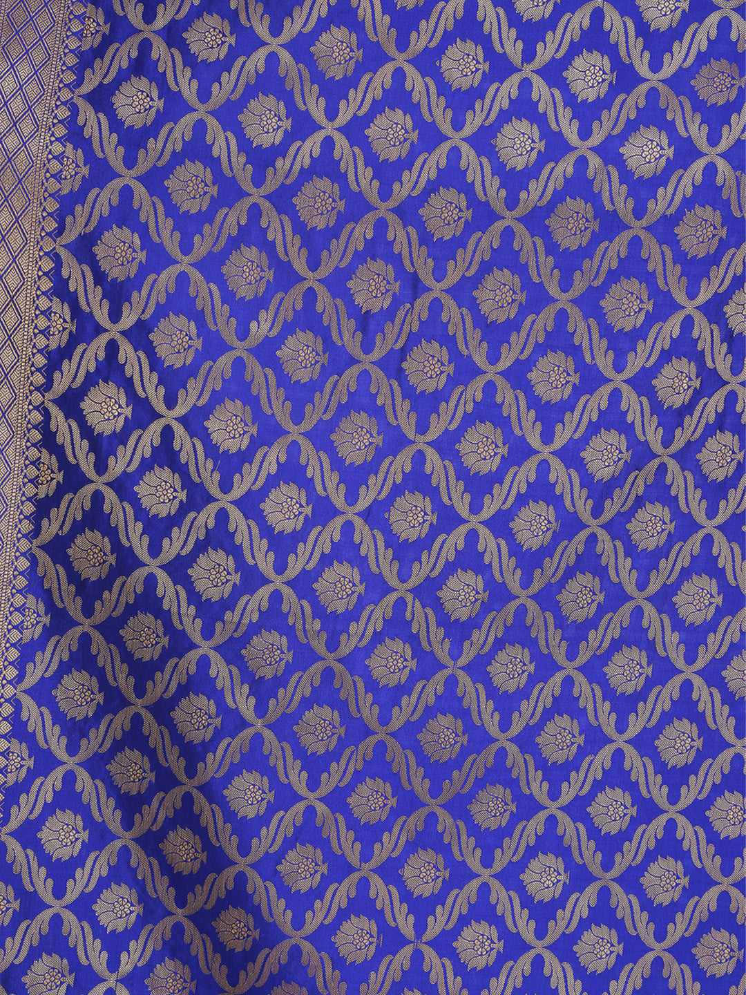 Saundarya Women's Royal Blue Banarasi Silk Golden Zari Work Dupatta