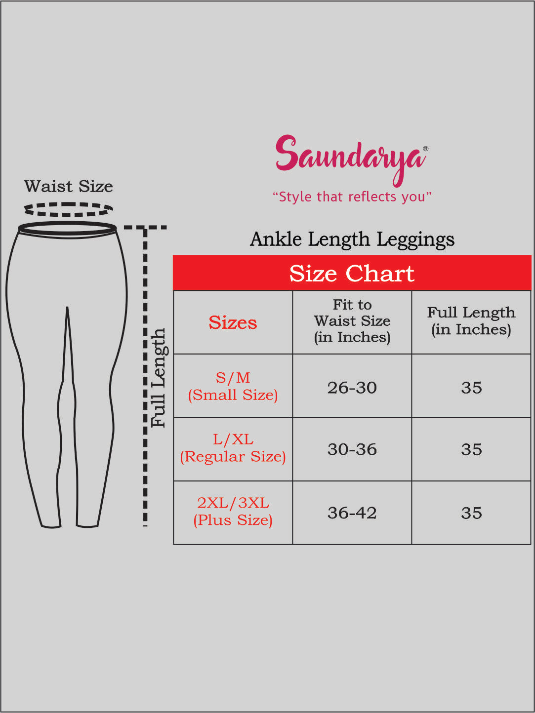 Saundarya Women's Coral Red Ankle Length Leggings Cotton