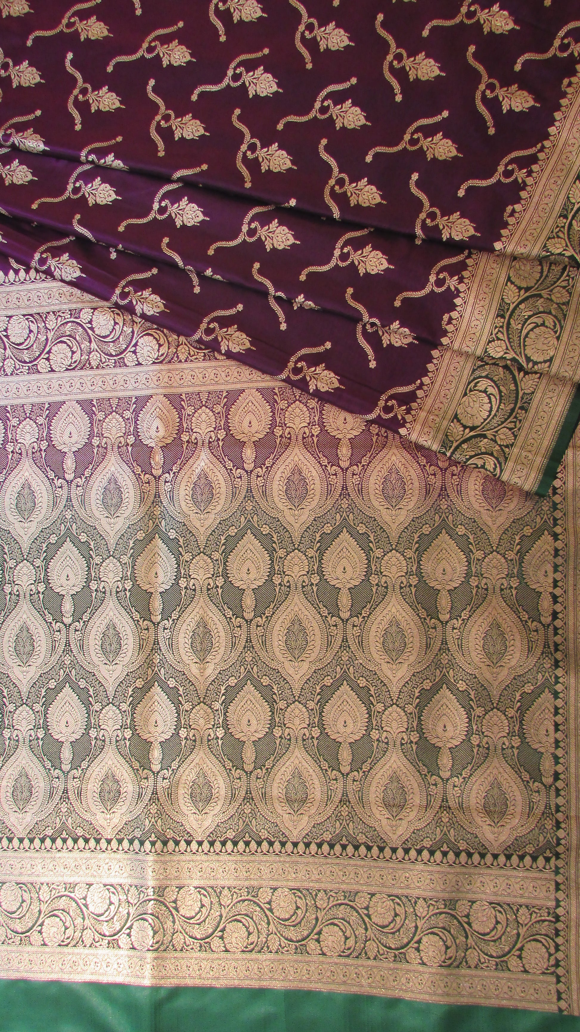 Saugandh Women's Wine Banarasi Silk Saree by Saundarya