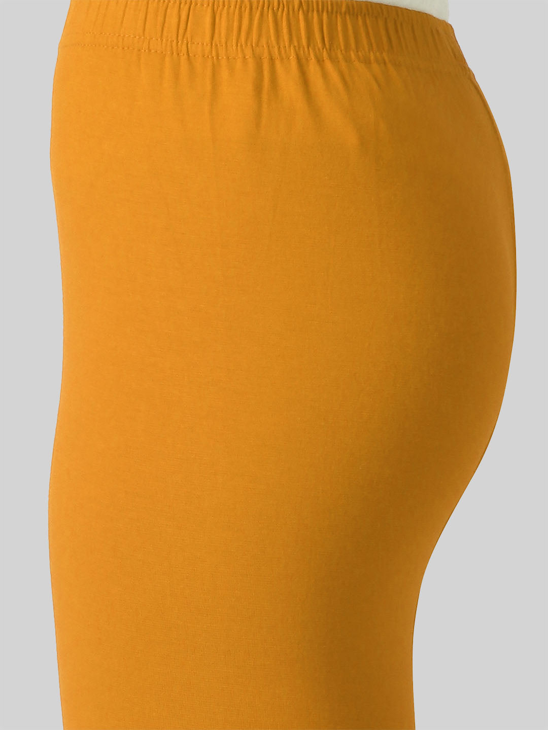 Saundarya Women’s Slim Fit Ankle Length Super Combed Cotton Rich Lycra Fabric Tailored Cut Stretchable Solid Plain Color Leggings; Mustard