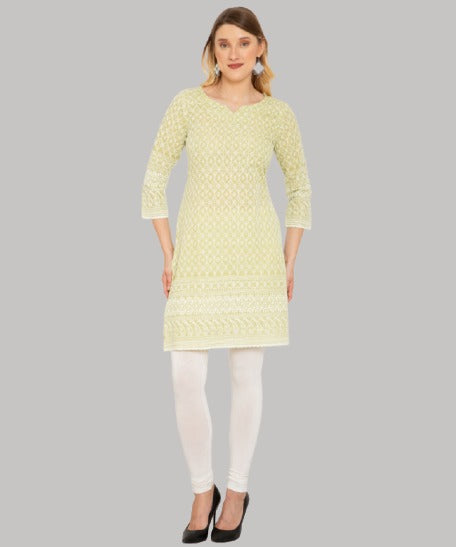 Saundarya Women's Knee Length Chikankari Kurta
