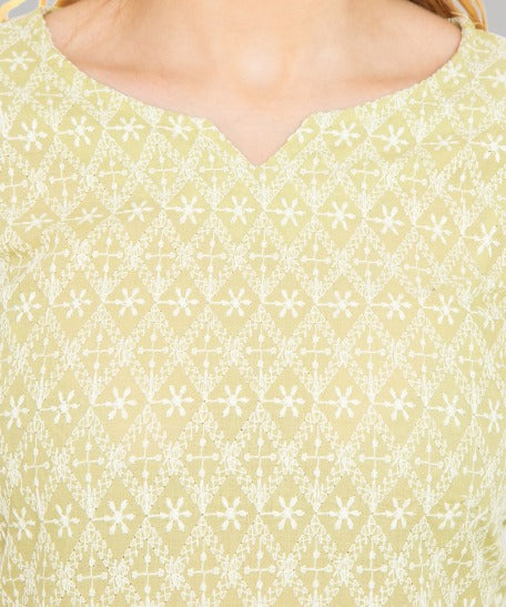Saundarya Women's Knee Length Chikankari Kurta