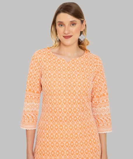 Saundarya Women's Knee Length Chikankari Kurta