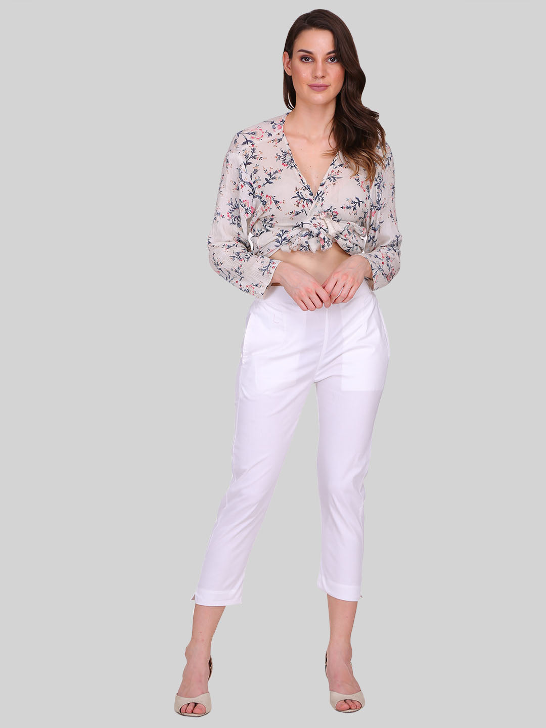 Saundarya Women's White Cropped Pants