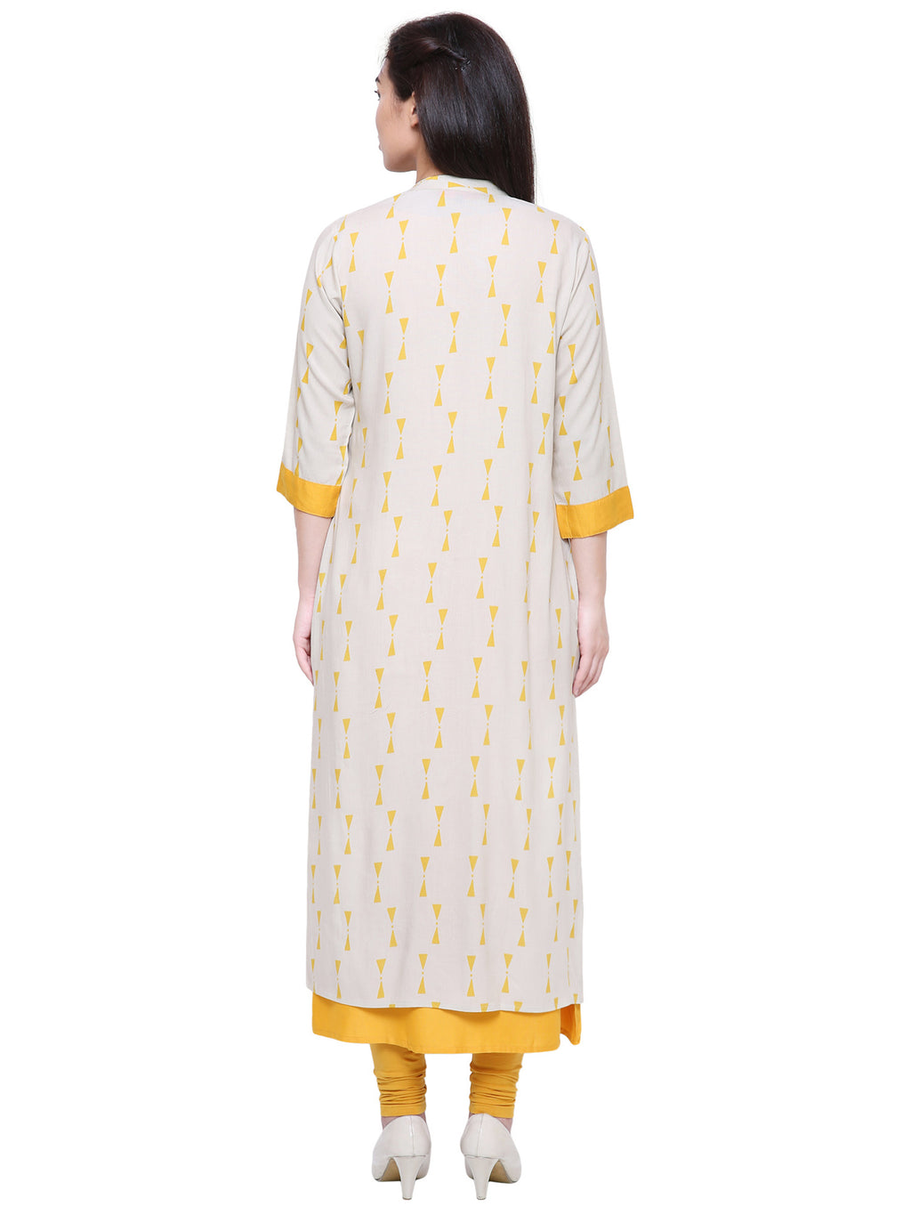 Saundarya Women's Rayon Cotton Sleeveless Dress With jacket : Yellow