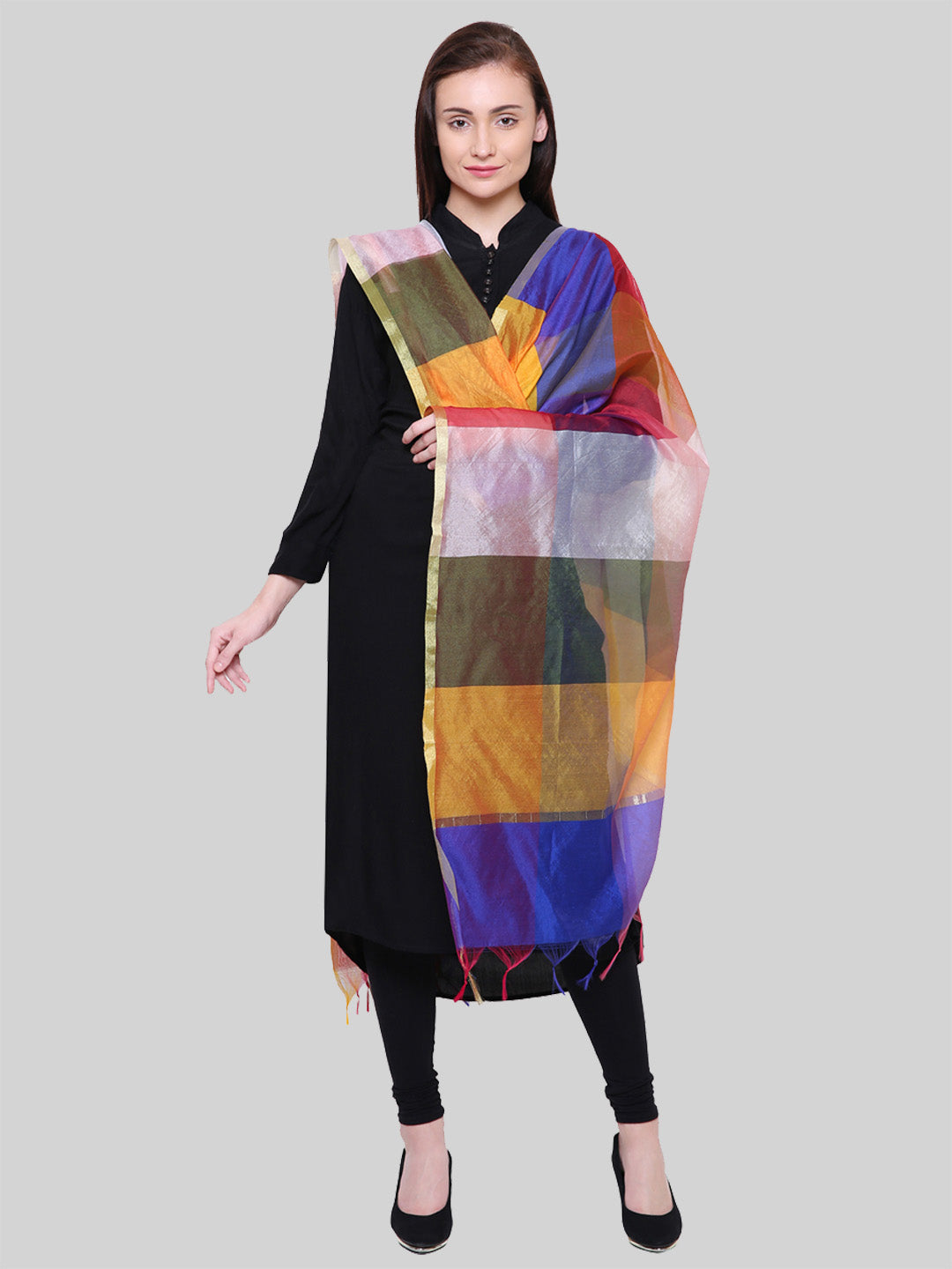 Saundarya Women's Multi Coloured Chanderi Silk Dupatta