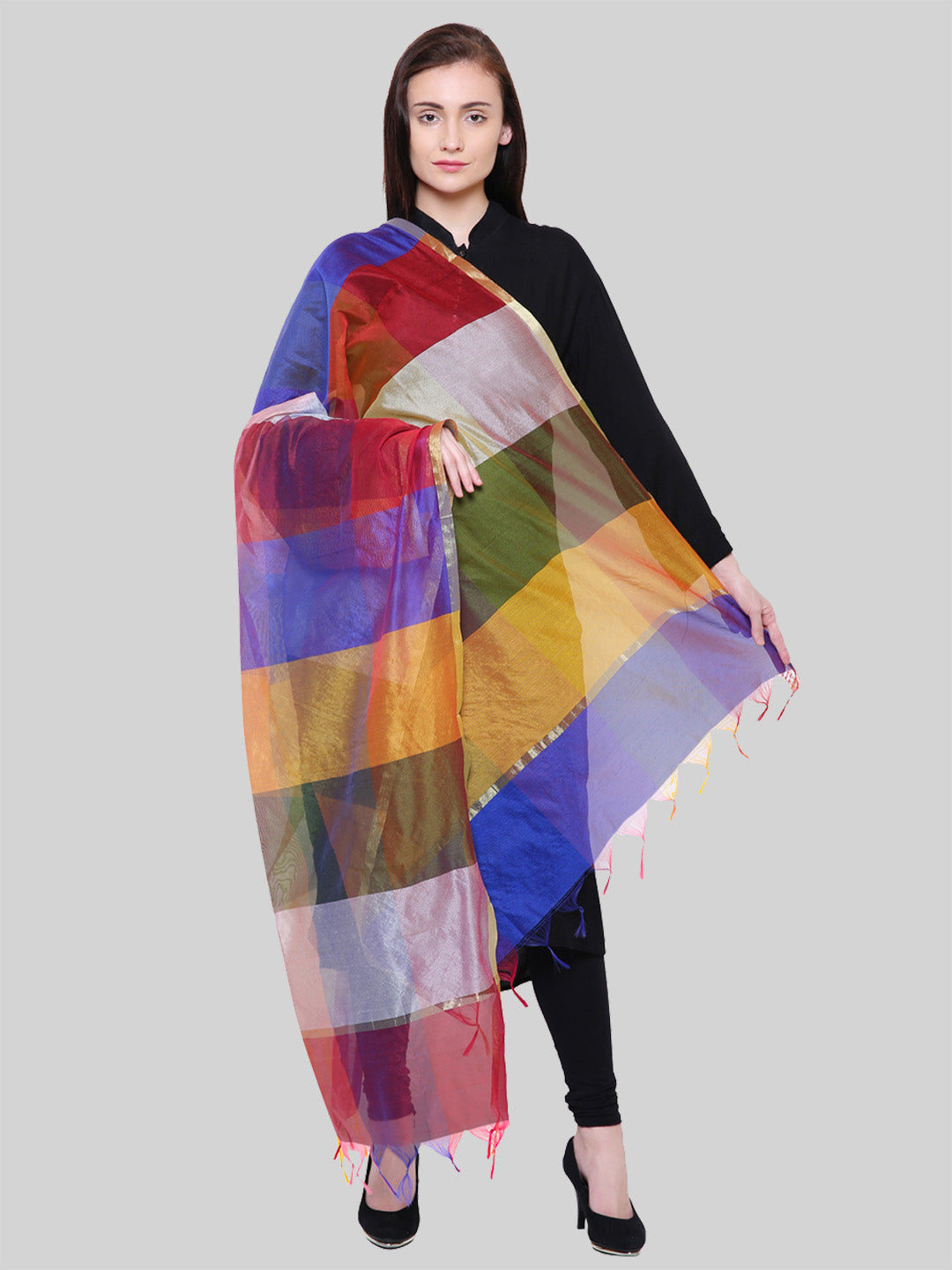 Saundarya Women's Multi Coloured Chanderi Silk Dupatta