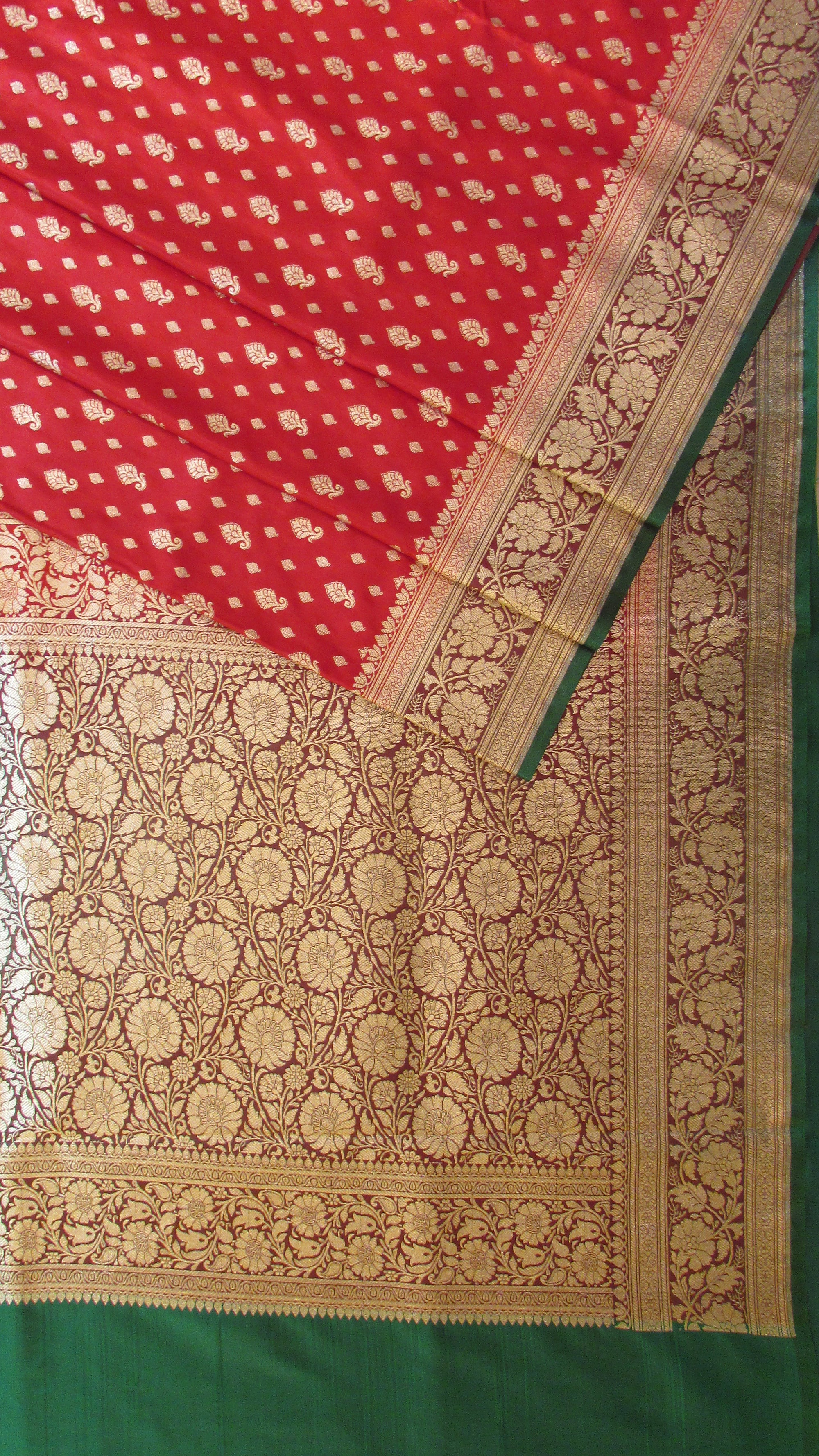 Saugandh Women's Red Banarasi Silk Saree by Saundarya