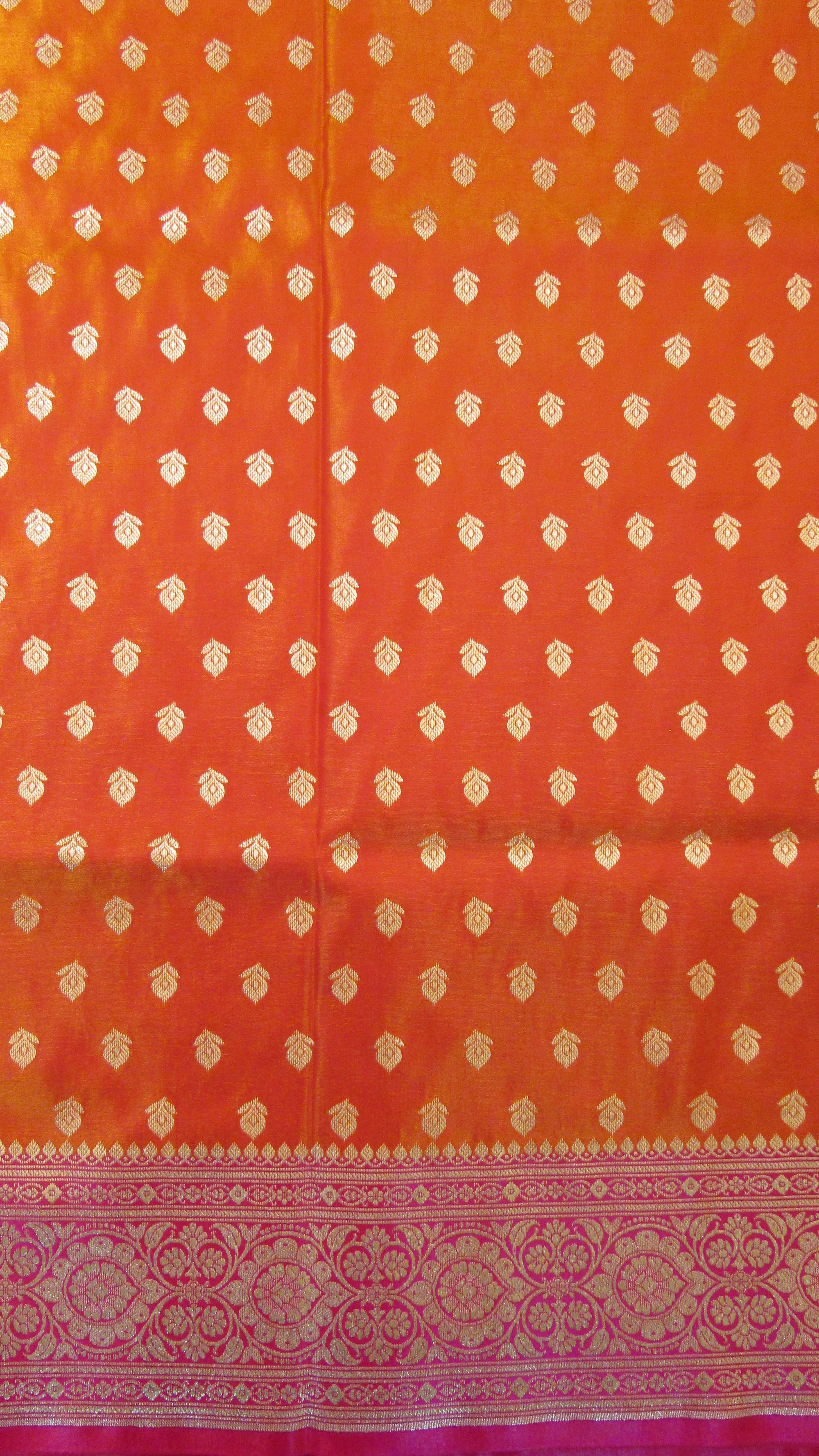 Saugandh Women's Orange Banarasi Silk Saree by Saundarya