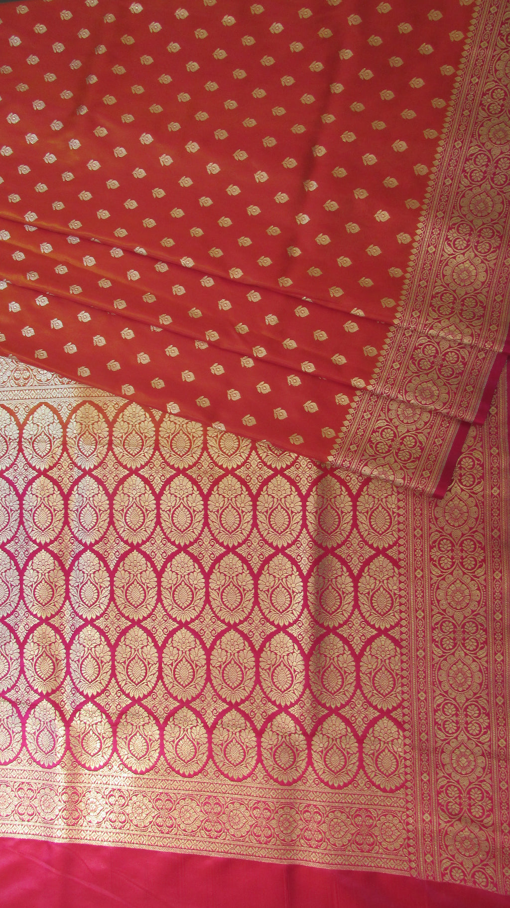 Saugandh Women's Orange Banarasi Silk Saree by Saundarya