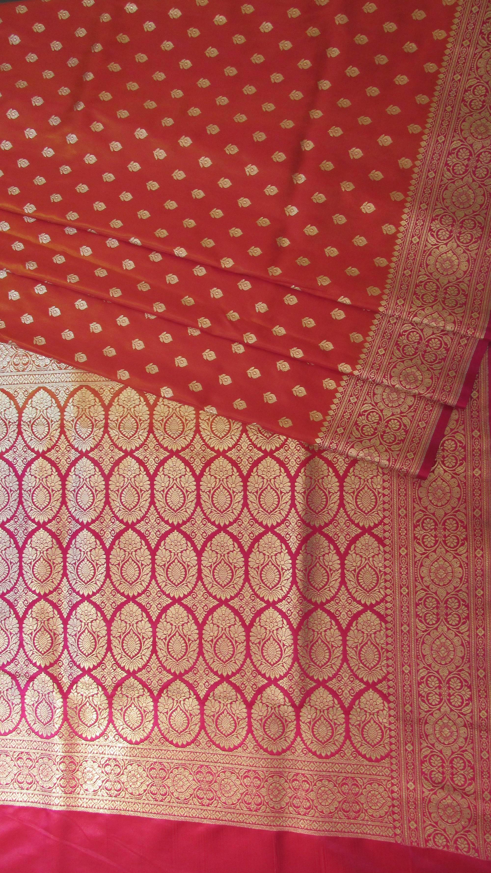 Saugandh Women's Orange Banarasi Silk Saree by Saundarya