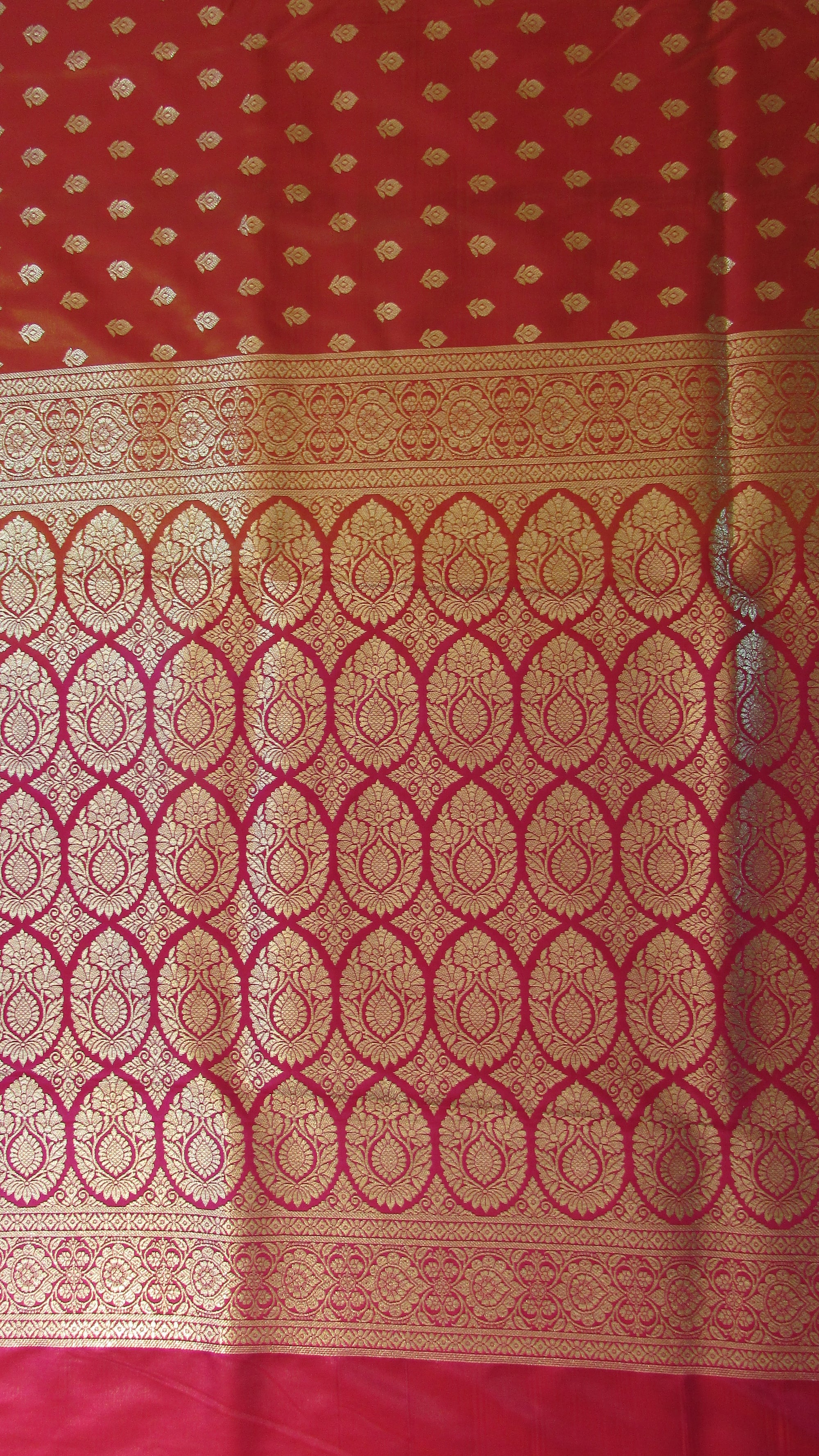 Saugandh Women's Orange Banarasi Silk Saree by Saundarya