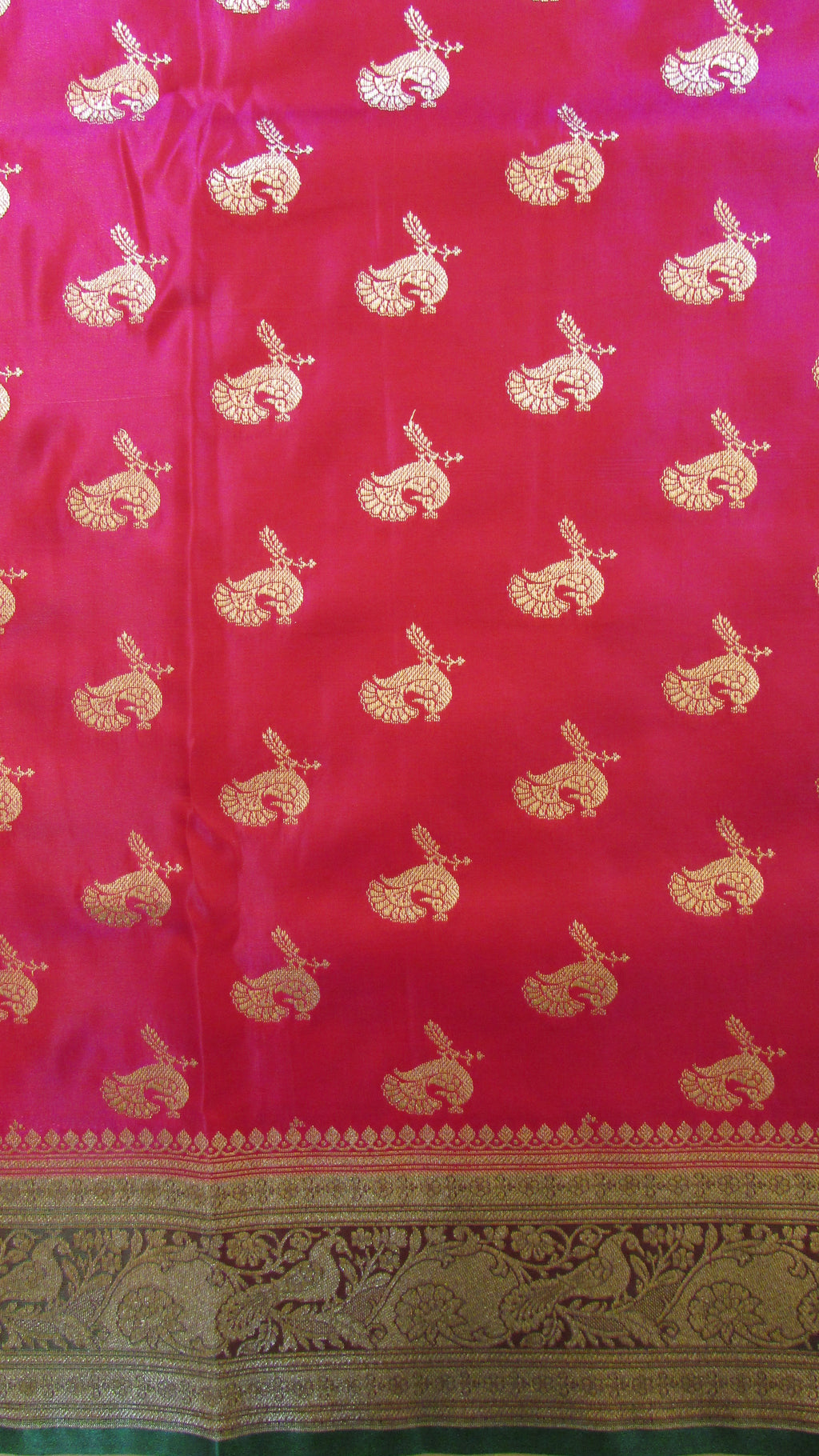 Saugandh Women's Magenta Banarasi Silk Saree by Saundarya