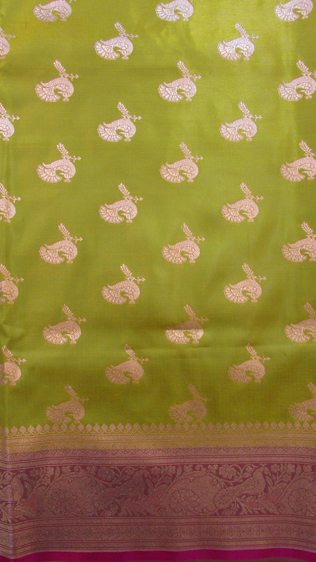 Saugandh Women's Parrot Green Banarasi Silk Saree by Saundarya