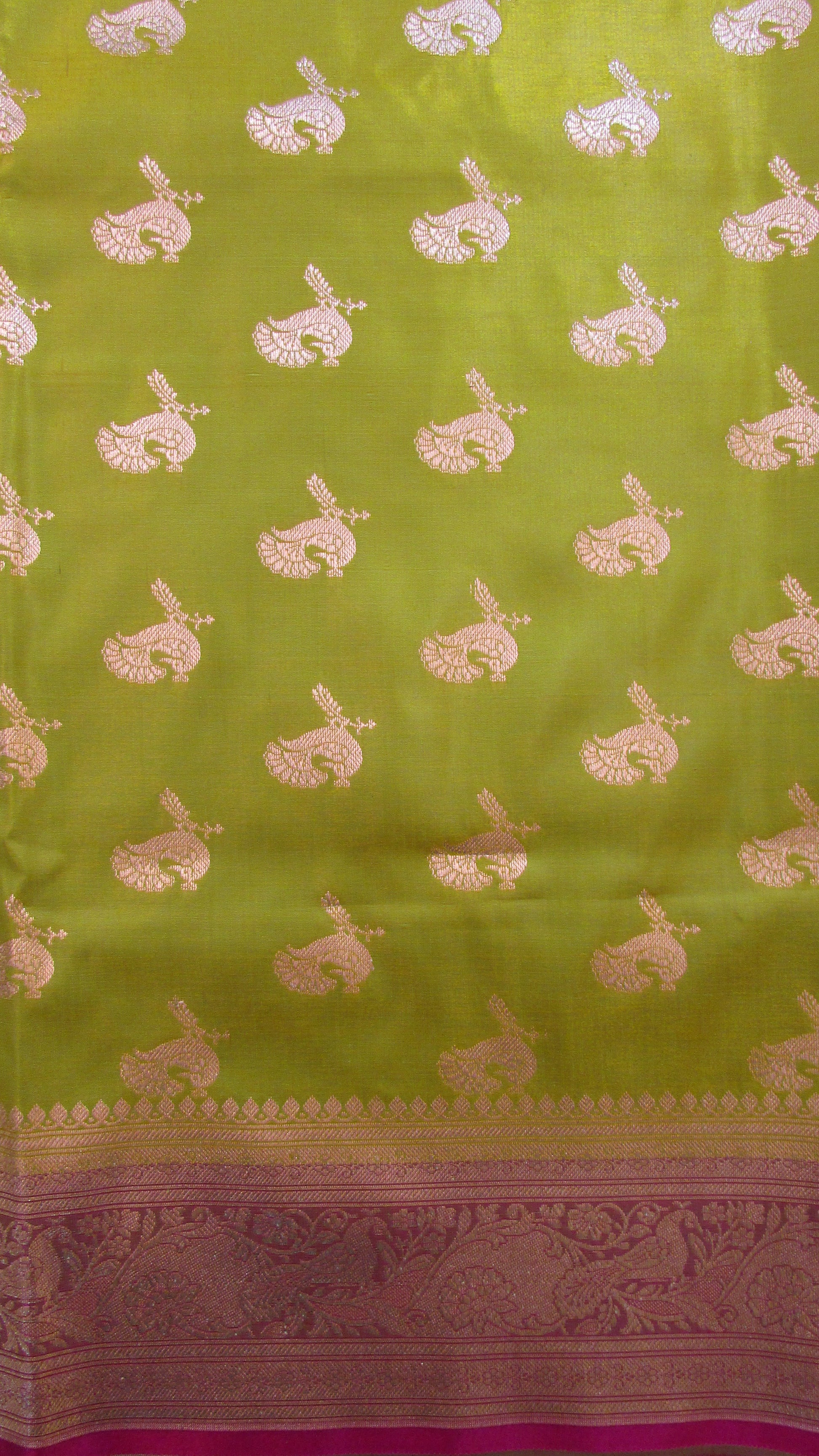 Saugandh Women's Parrot Green Banarasi Silk Saree by Saundarya