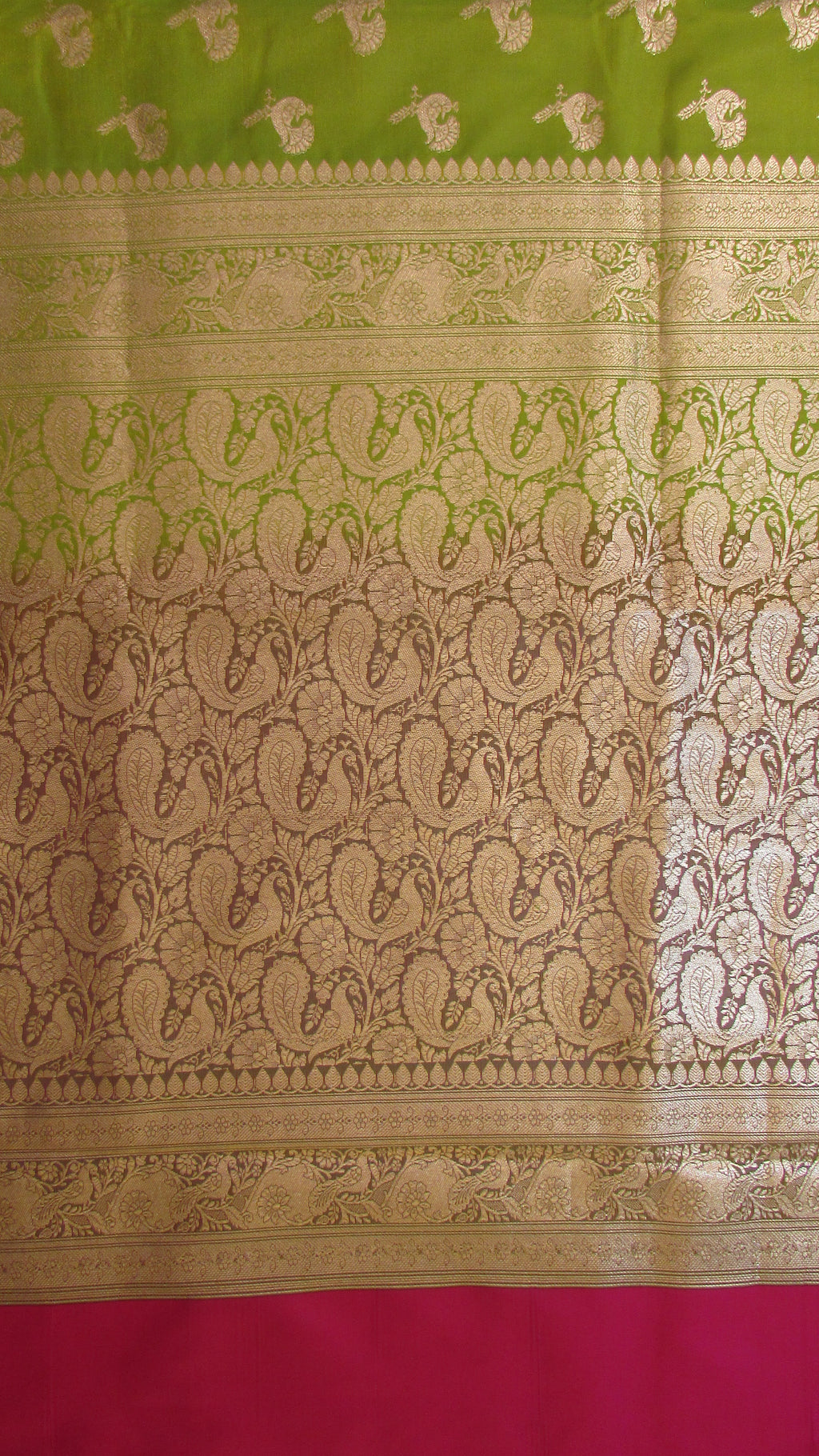 Saugandh Women's Parrot Green Banarasi Silk Saree by Saundarya
