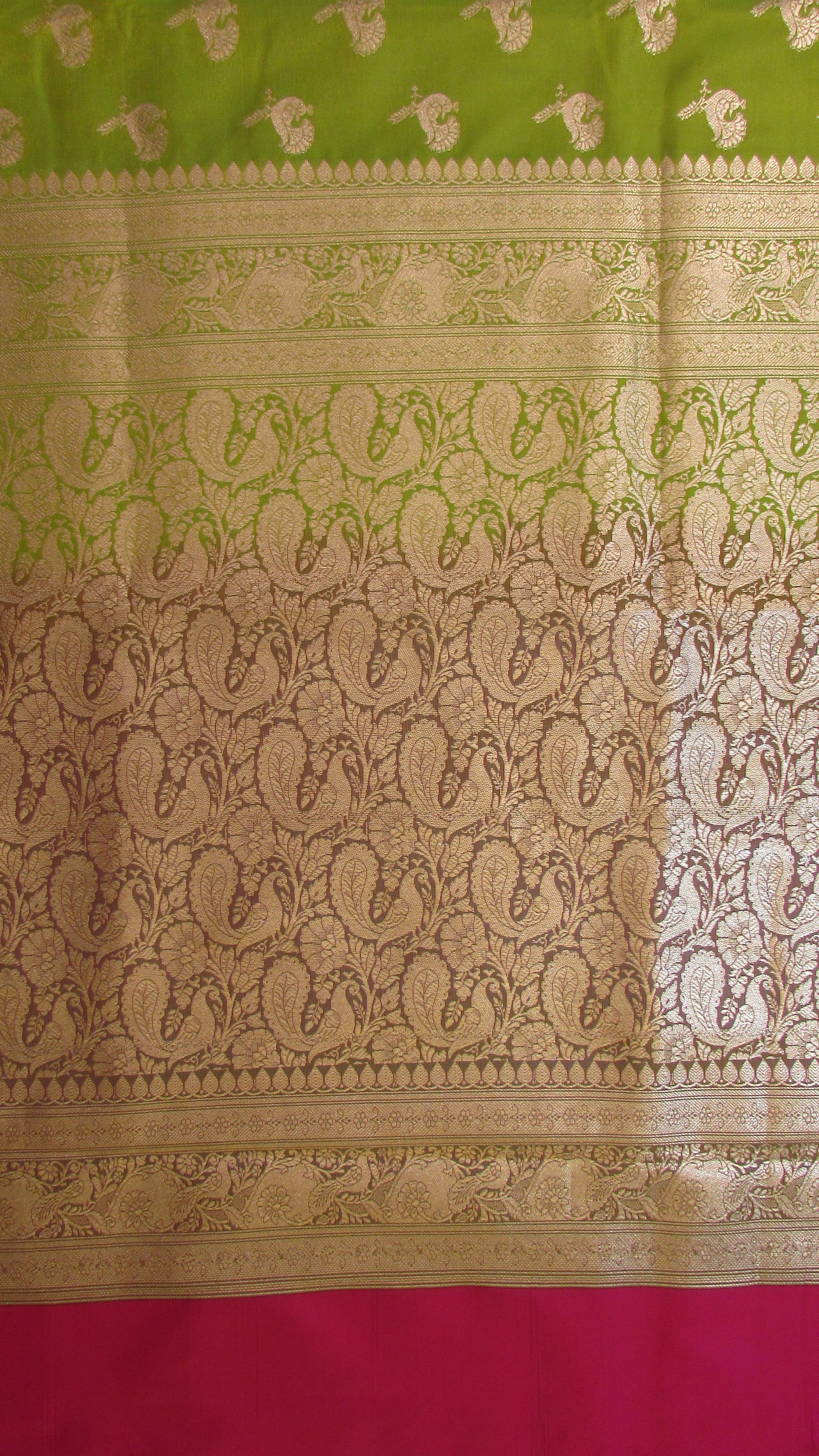 Saugandh Women's Parrot Green Banarasi Silk Saree by Saundarya