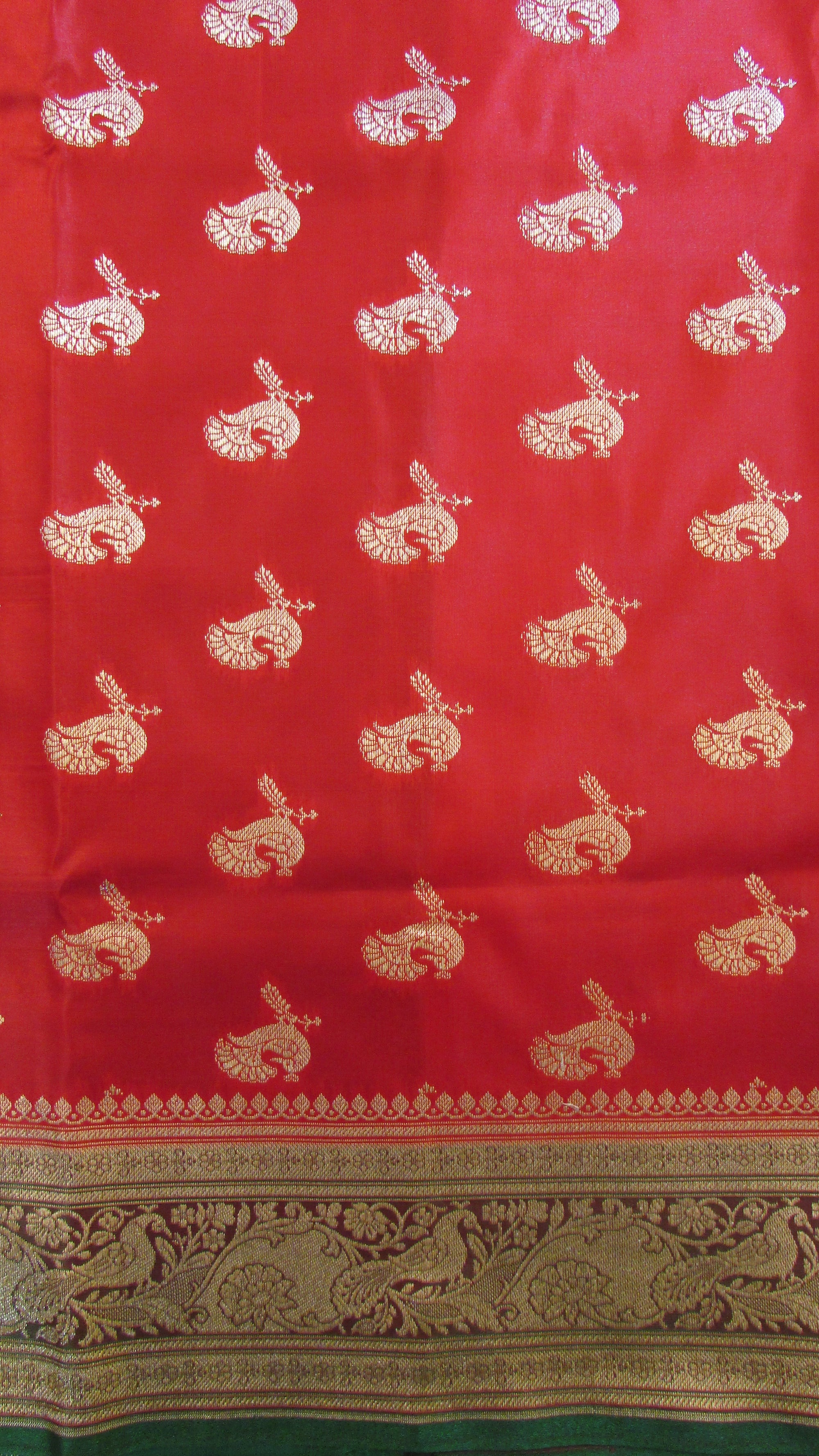 Saugandh Women's Red Banarasi Silk Saree by Saundarya