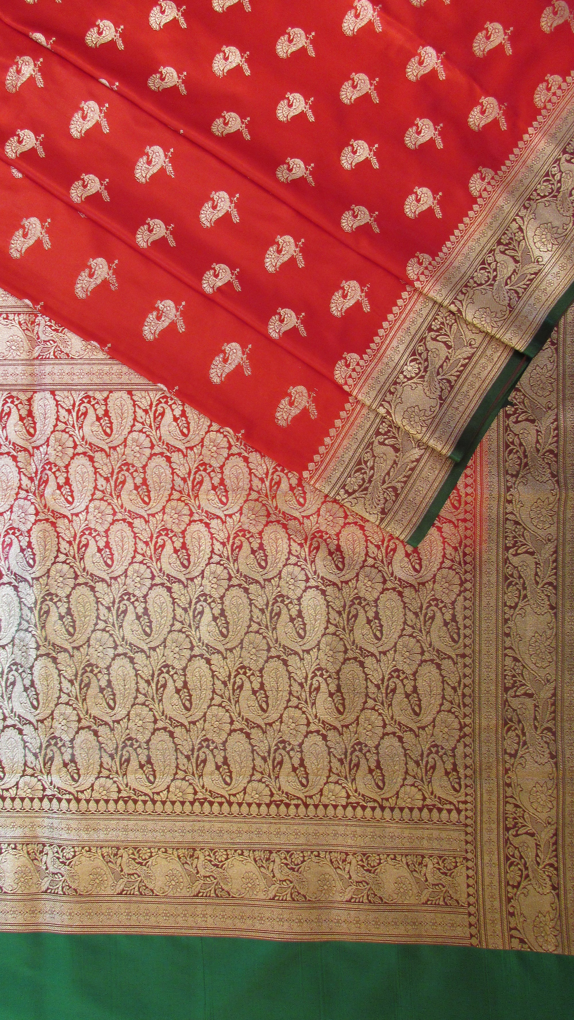 Saugandh Women's Red Banarasi Silk Saree by Saundarya