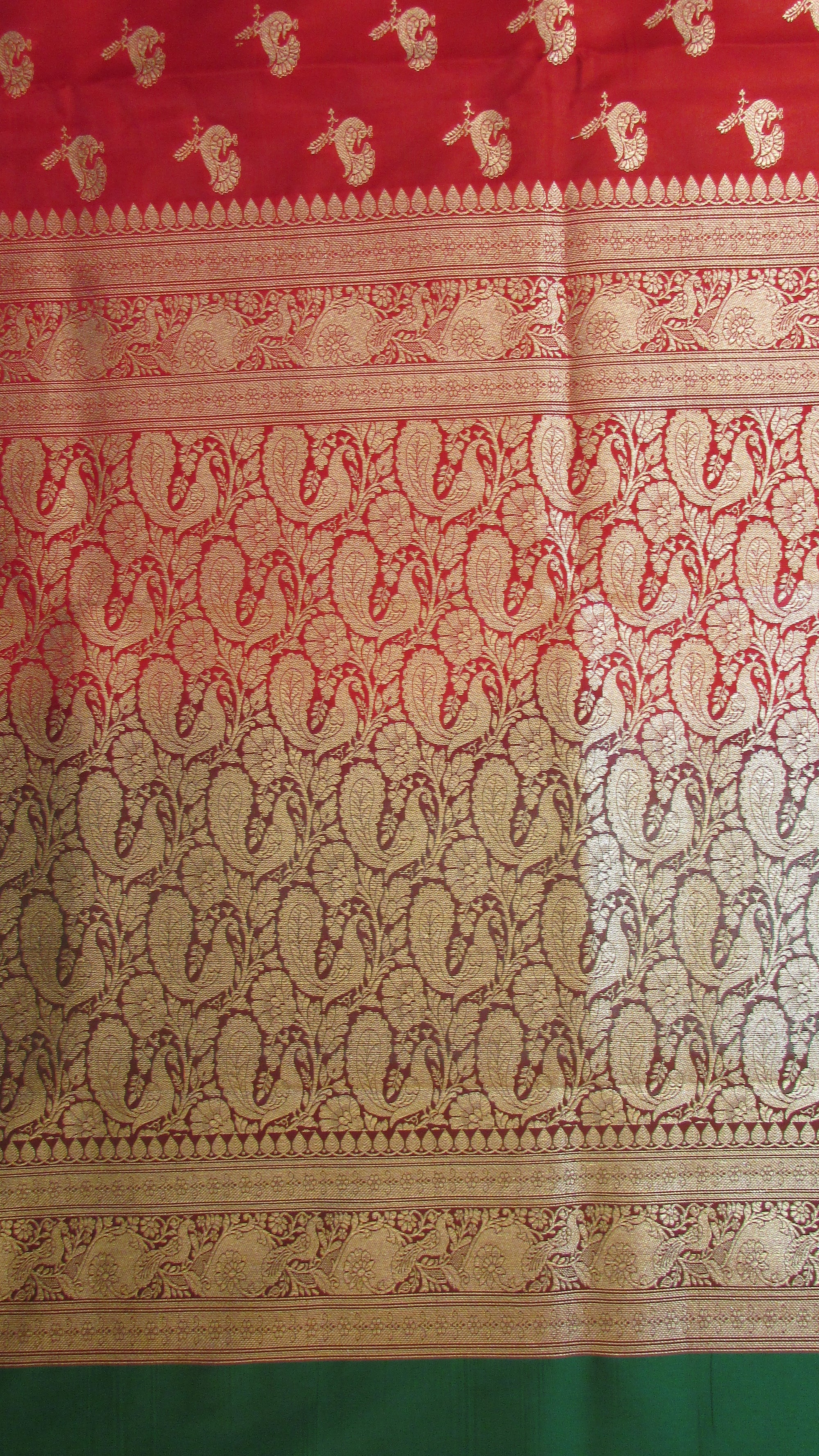 Saugandh Women's Red Banarasi Silk Saree by Saundarya