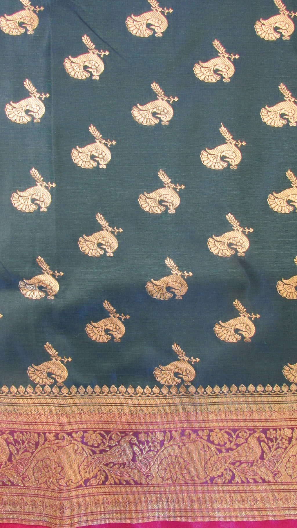 Saugandh Women's Teal Green Banarasi Silk Saree by Saundarya