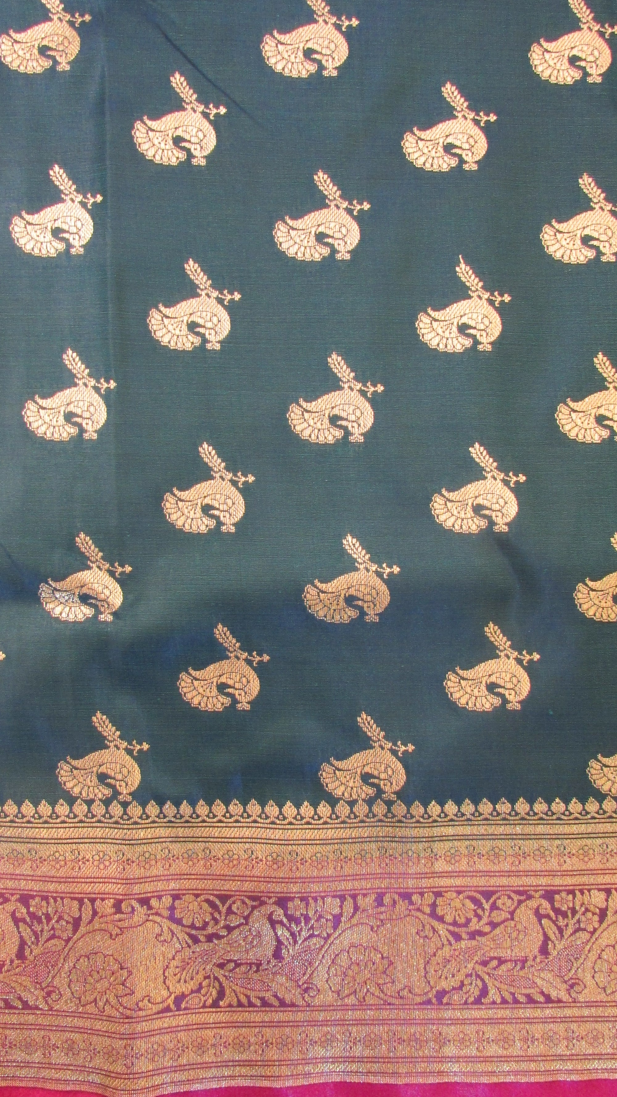 Saugandh Women's Teal Green Banarasi Silk Saree by Saundarya