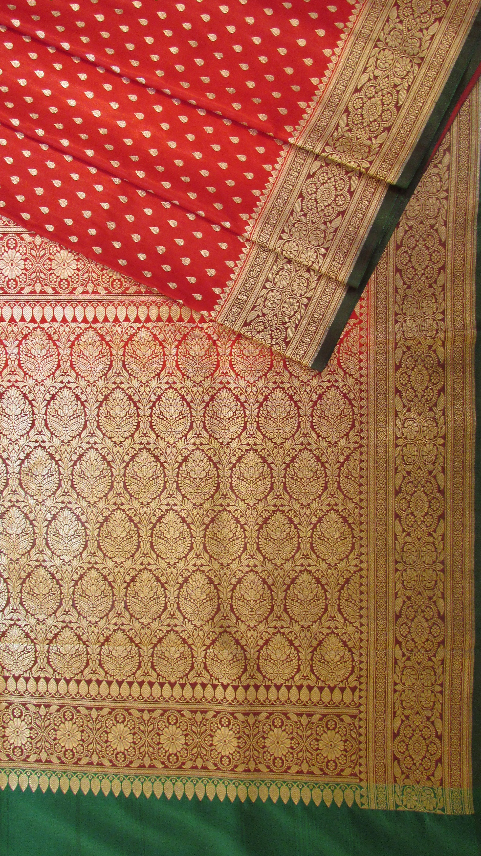 Saugandh Women's Red Banarasi Silk Saree by Saundarya