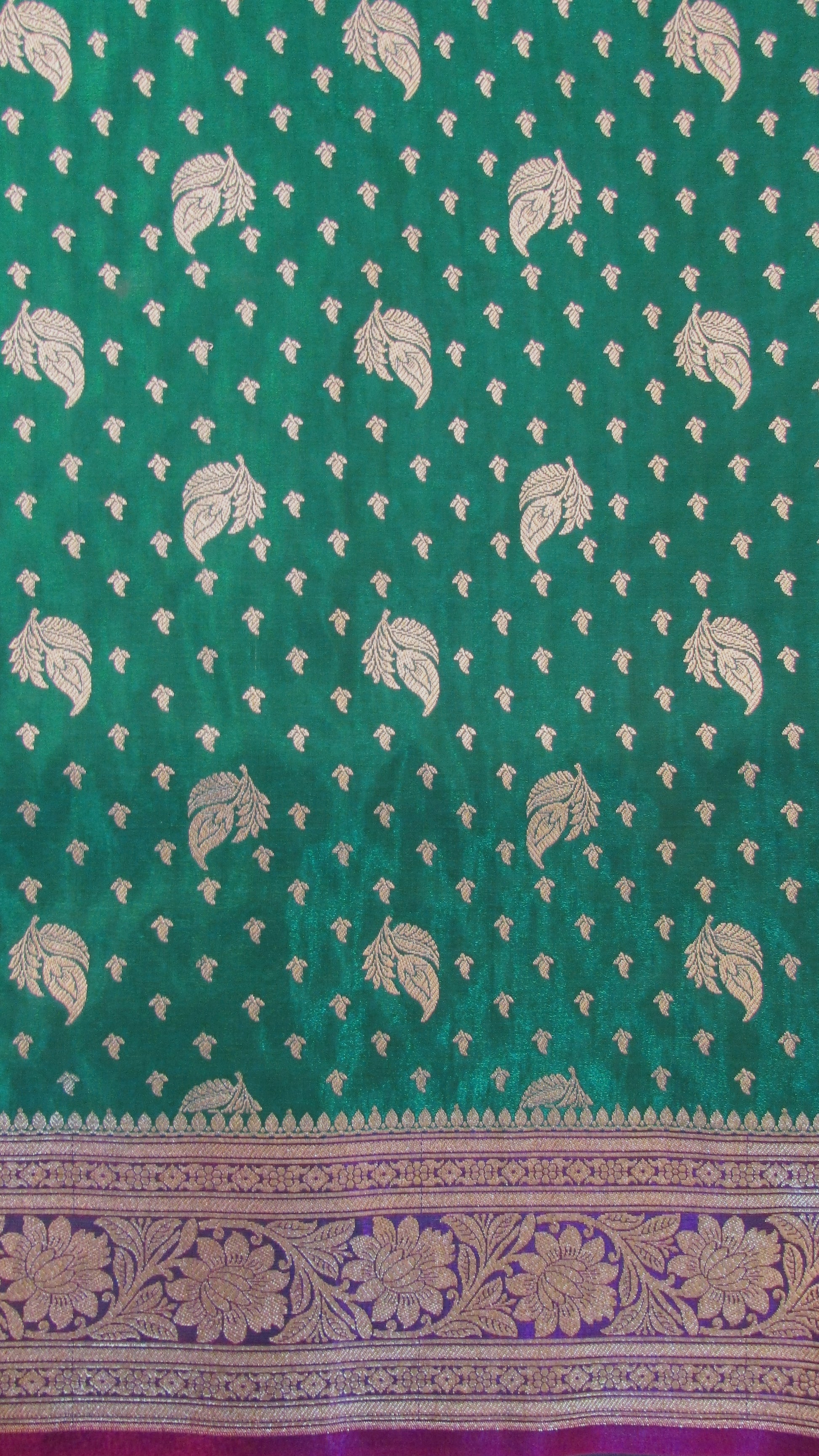 Saugandh Women's Bottle Green Banarasi Silk Saree by Saundarya