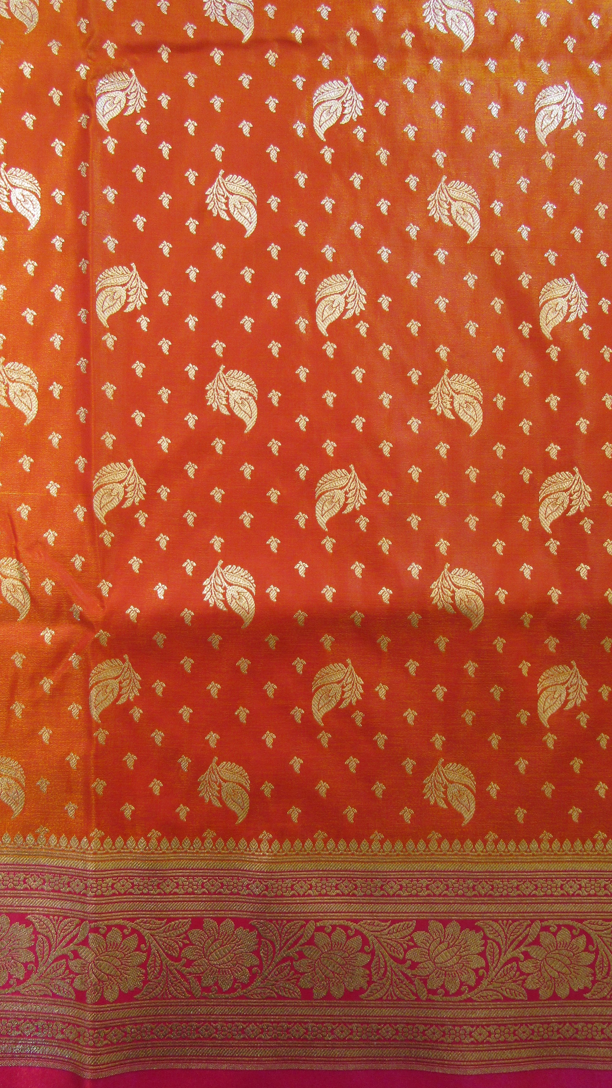 Saugandh Women's Orange Banarasi Silk Saree by Saundarya