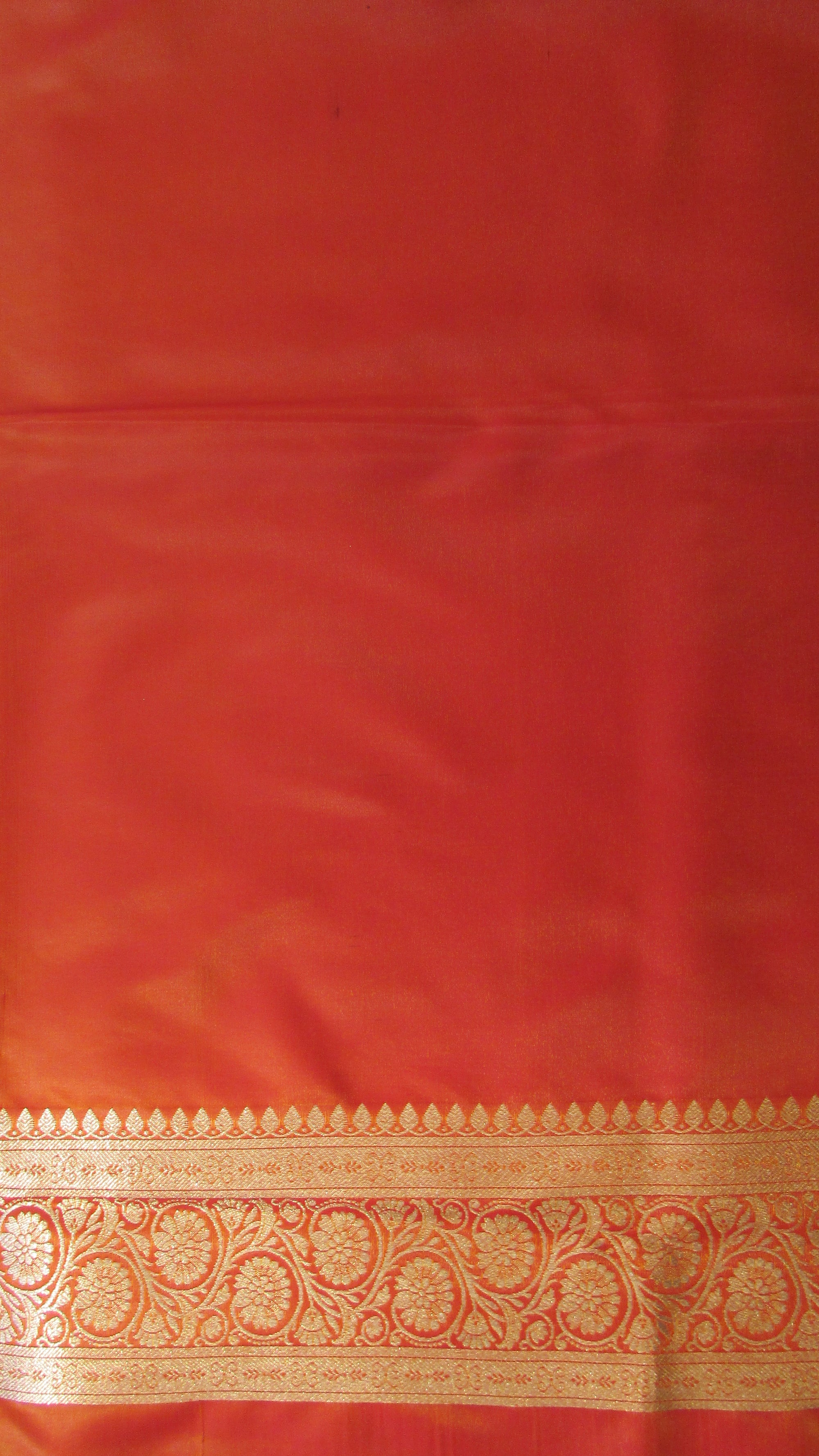 Saugandh Women's Orange Banarasi Silk Saree by Saundarya