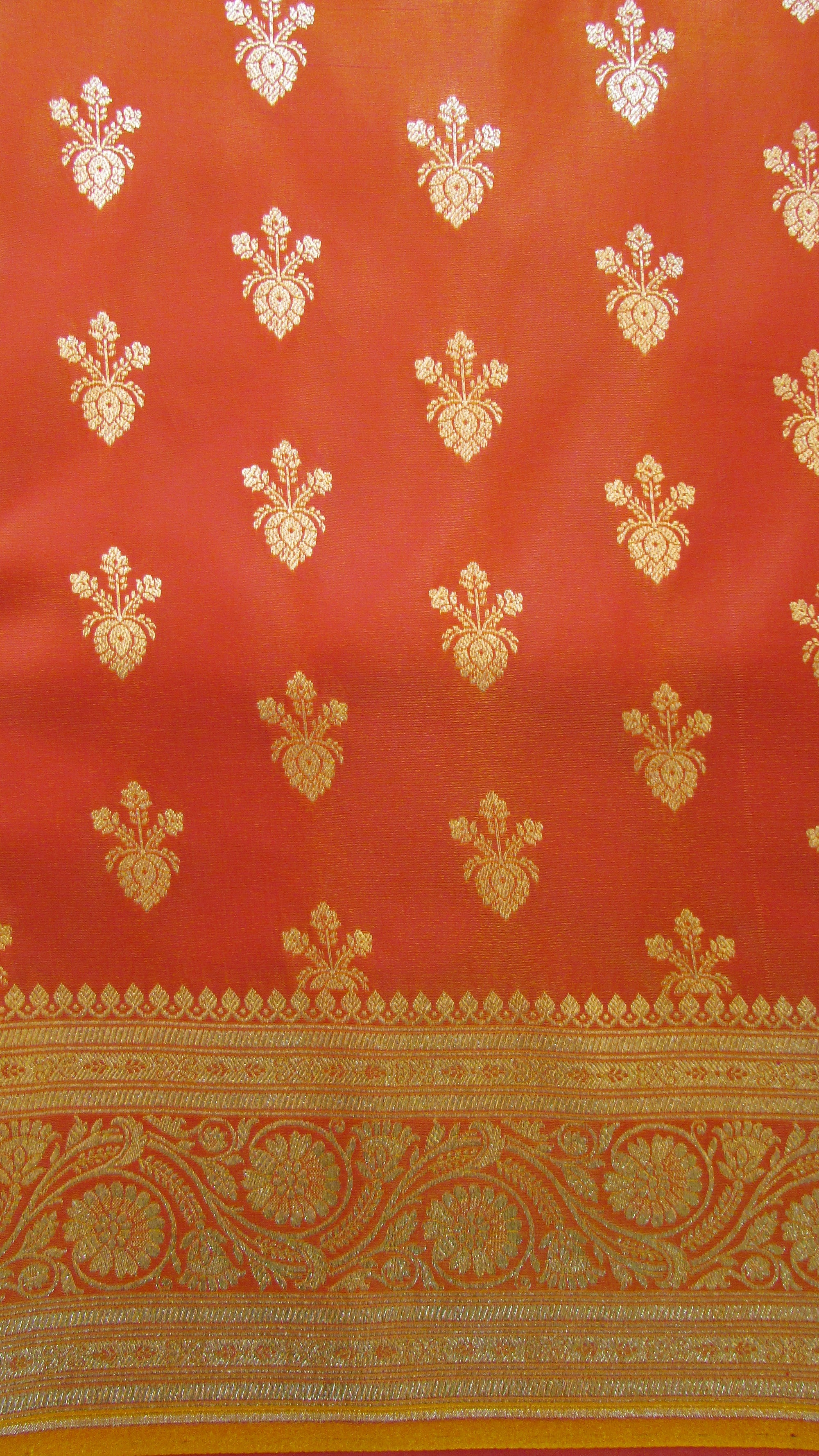 Saugandh Women's Orange Banarasi Silk Saree by Saundarya