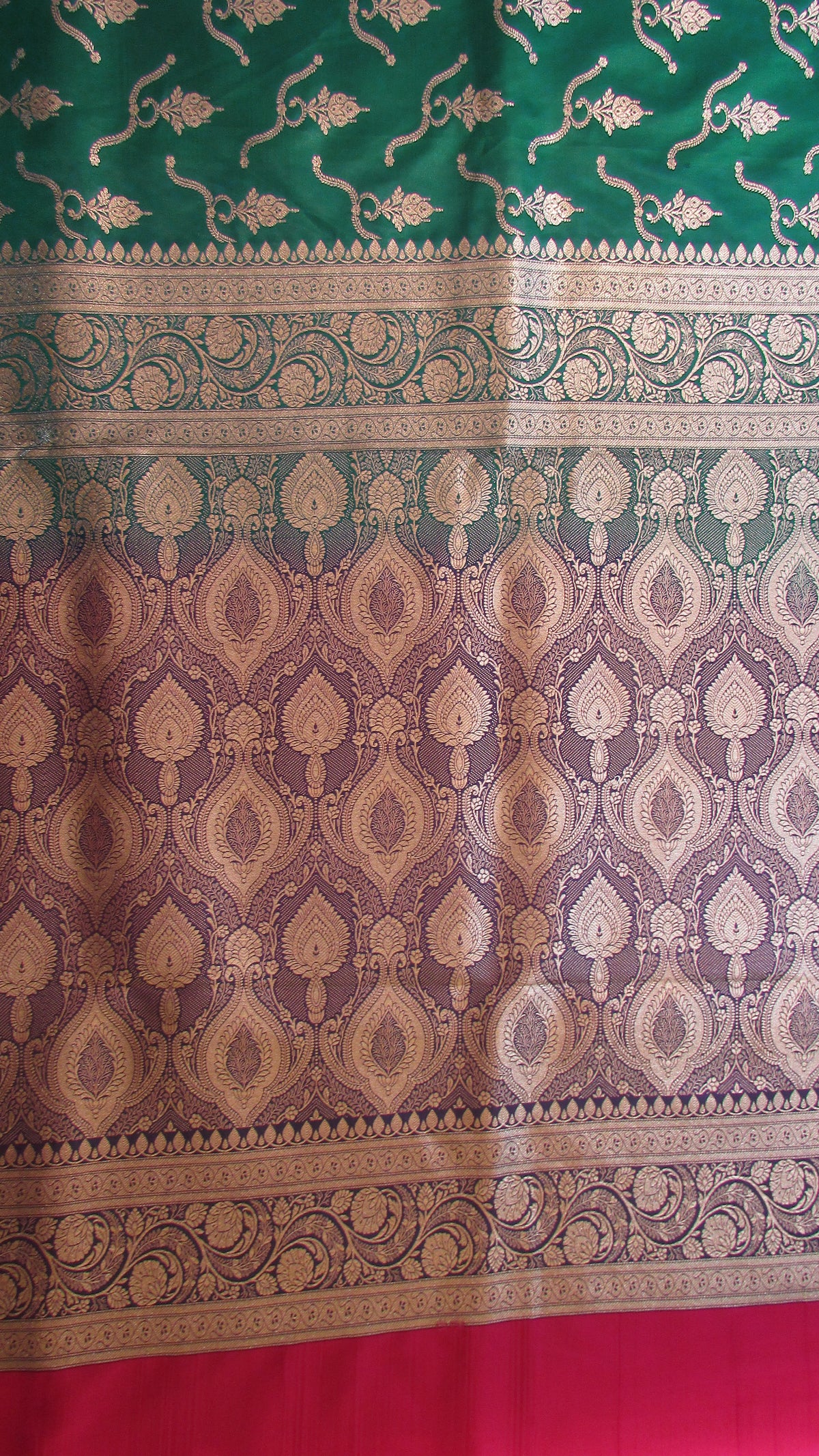 Saugandh Women's Bottle Green Banarasi Silk Saree by Saundarya