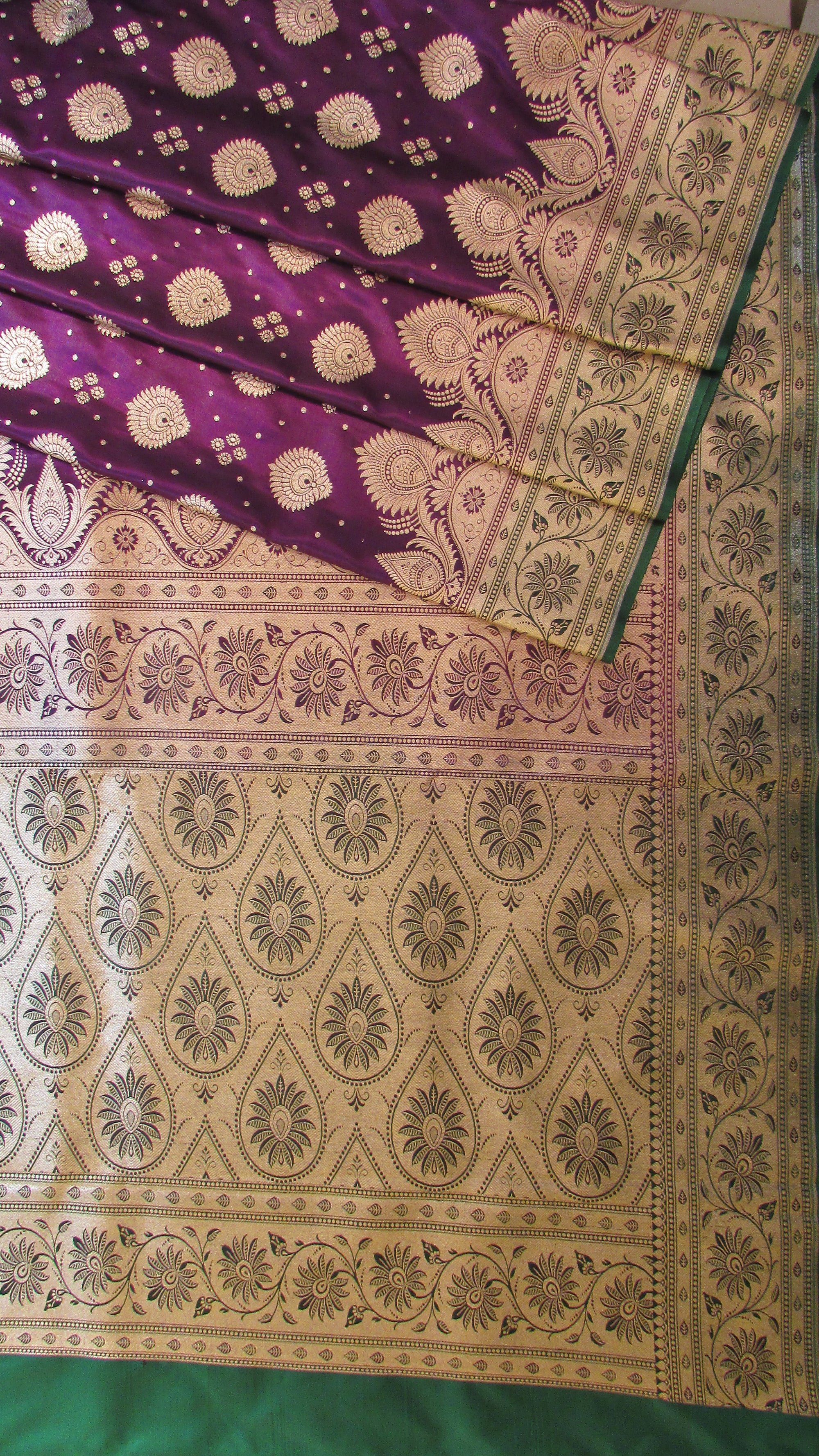 Saugandh Women's New Design Wine Colour Banarasi Silk Saree by Saundarya