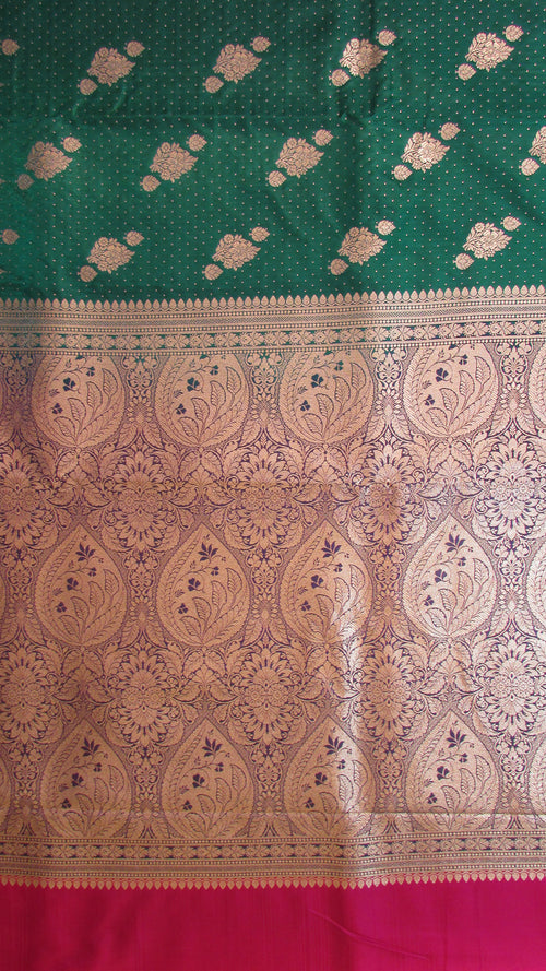 Saugandh Women's Bottle Green Banarasi Silk Saree by Saundarya-Design 2