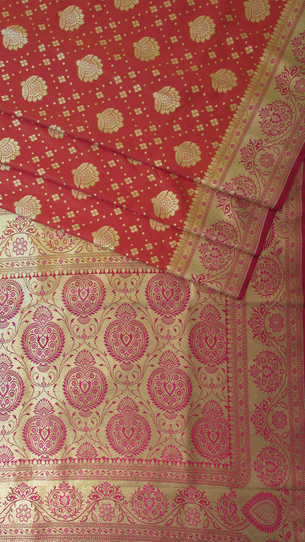 Saugandh Women's Orange Banarasi Silk Saree by Saundarya -Design 3