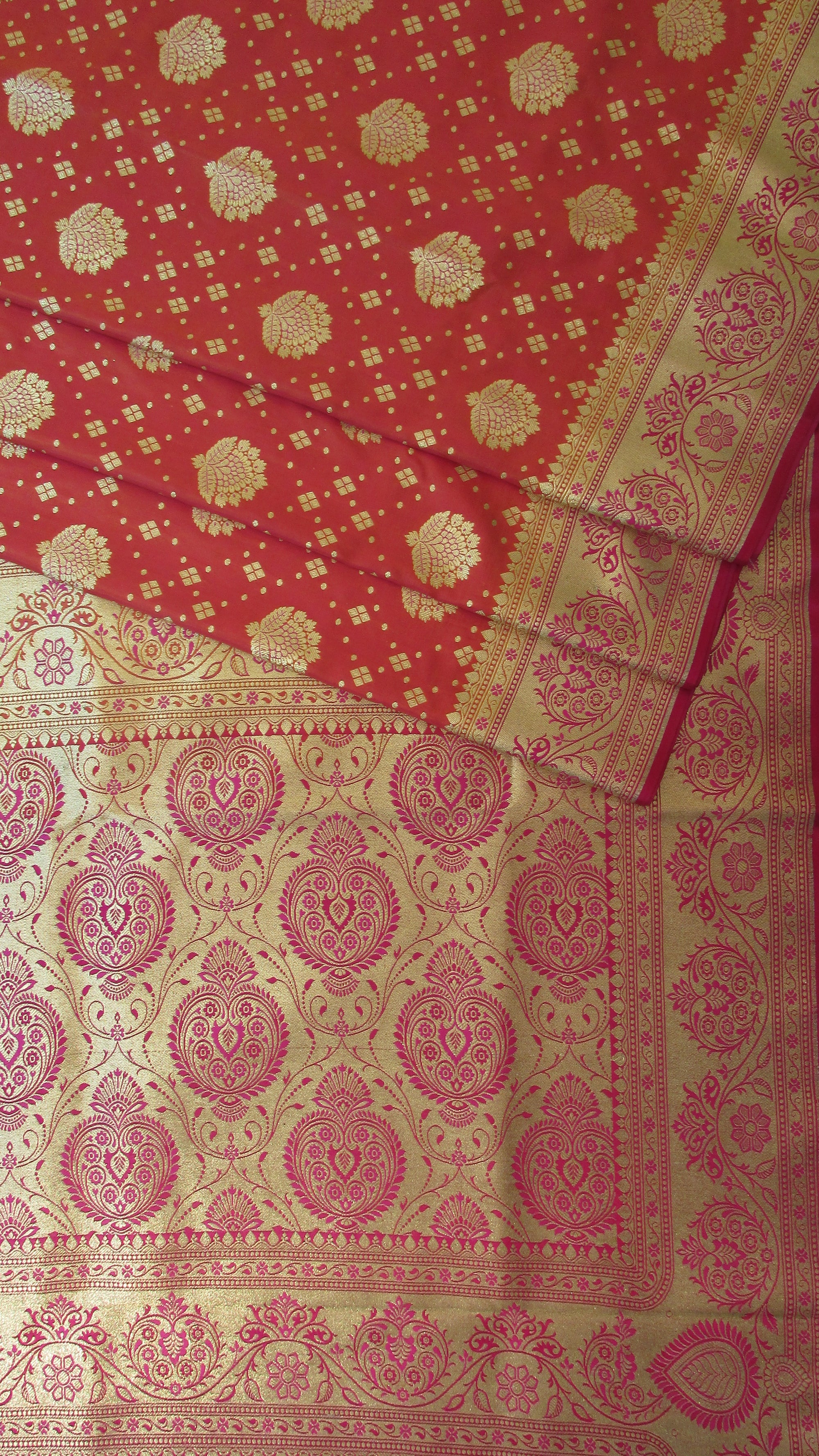Saugandh Women's Orange Banarasi Silk Saree by Saundarya -Design 3