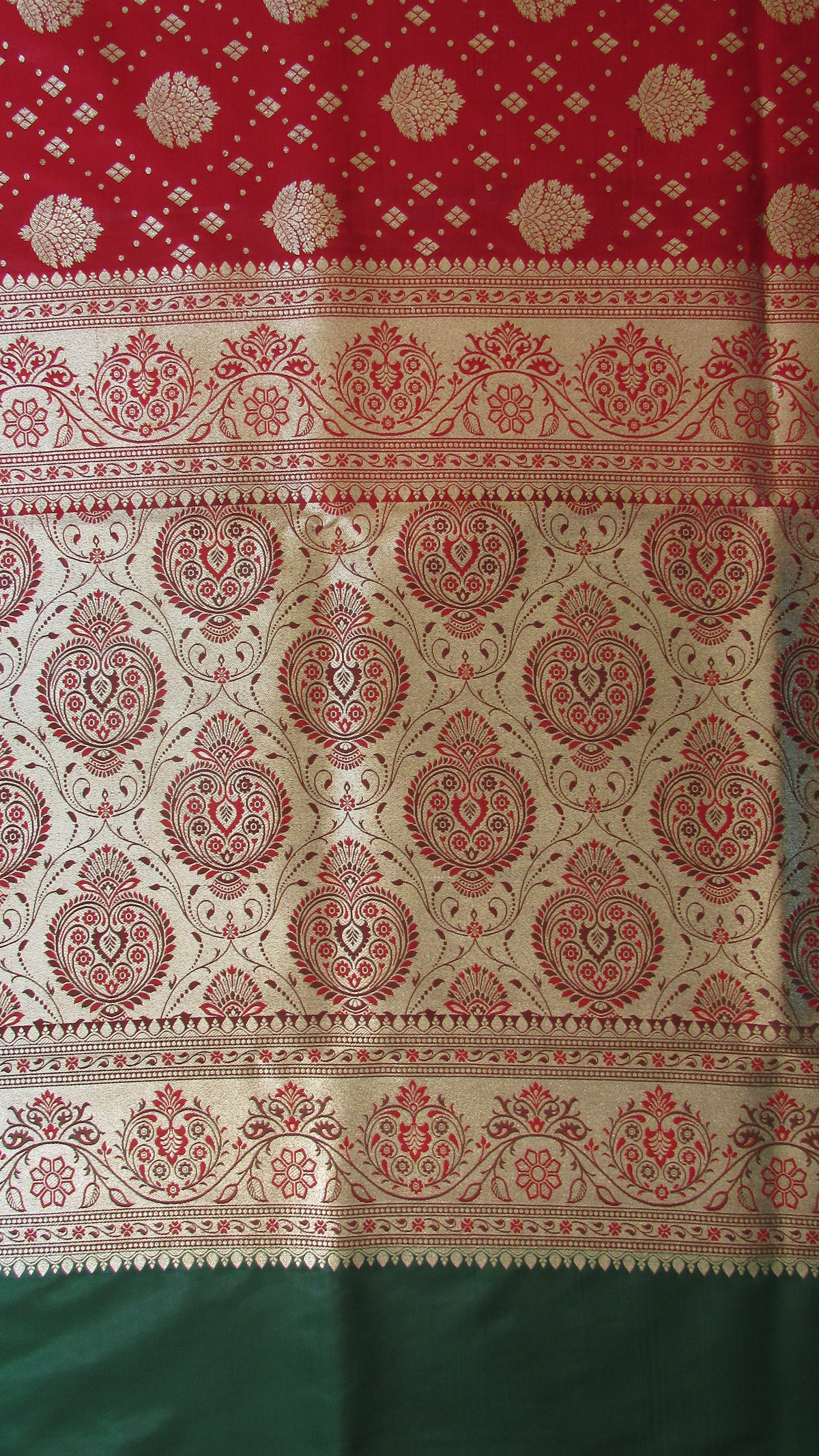 Saugandh Women's Red Banarasi Silk Saree by Saundarya