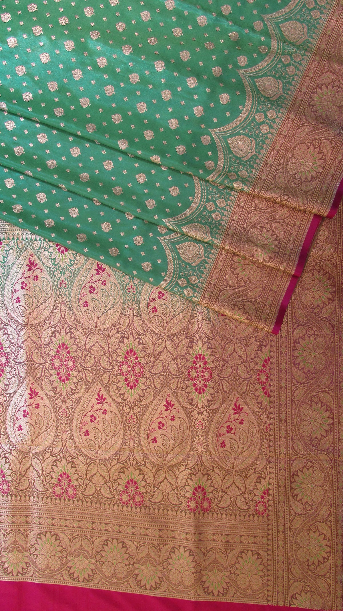 Saugandh Women's Light Green Banarasi Silk Saree by Saundarya