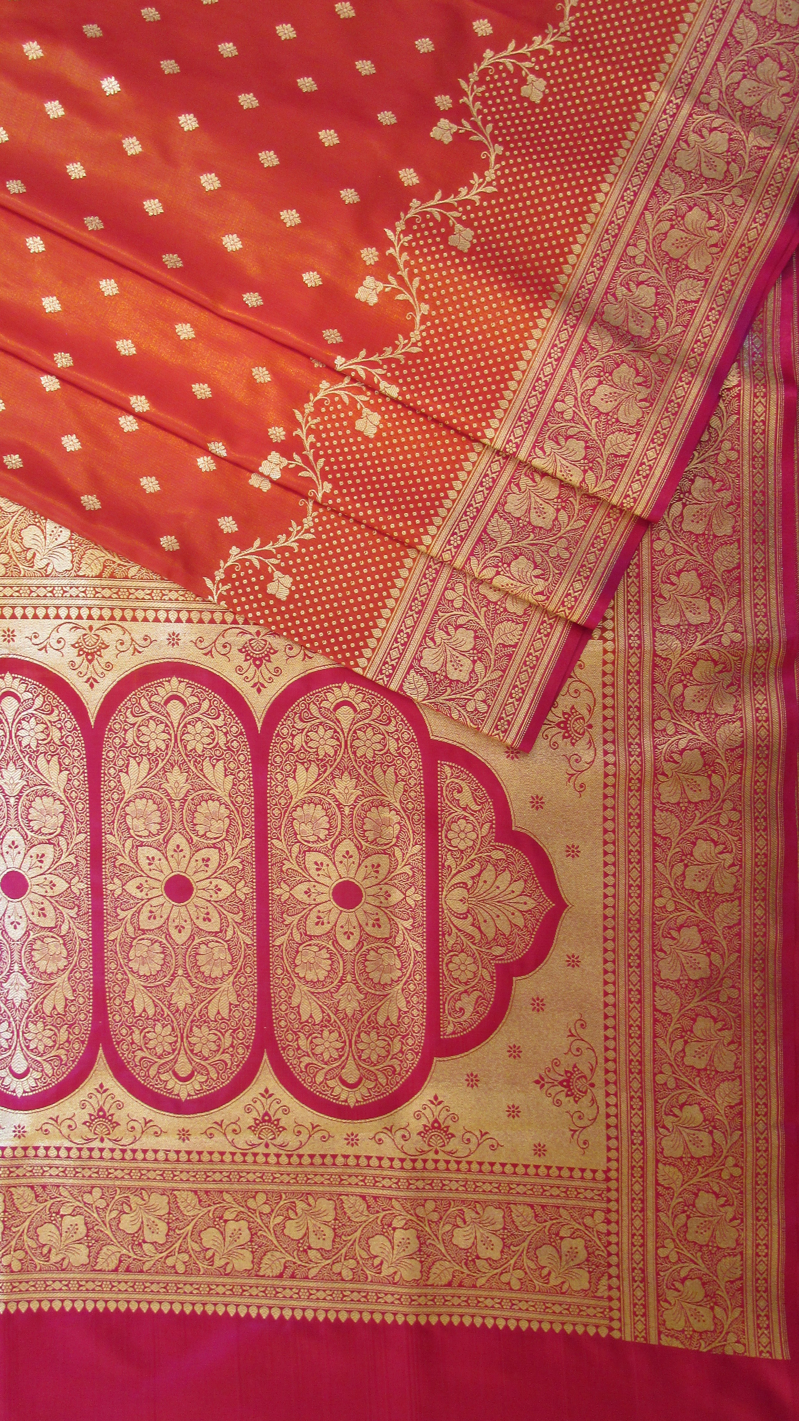 Saugandh Women's Orange Banarasi Silk Saree by Saundarya - Design 4