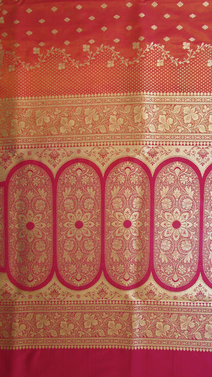 Saugandh Women's Orange Banarasi Silk Saree by Saundarya - Design 4