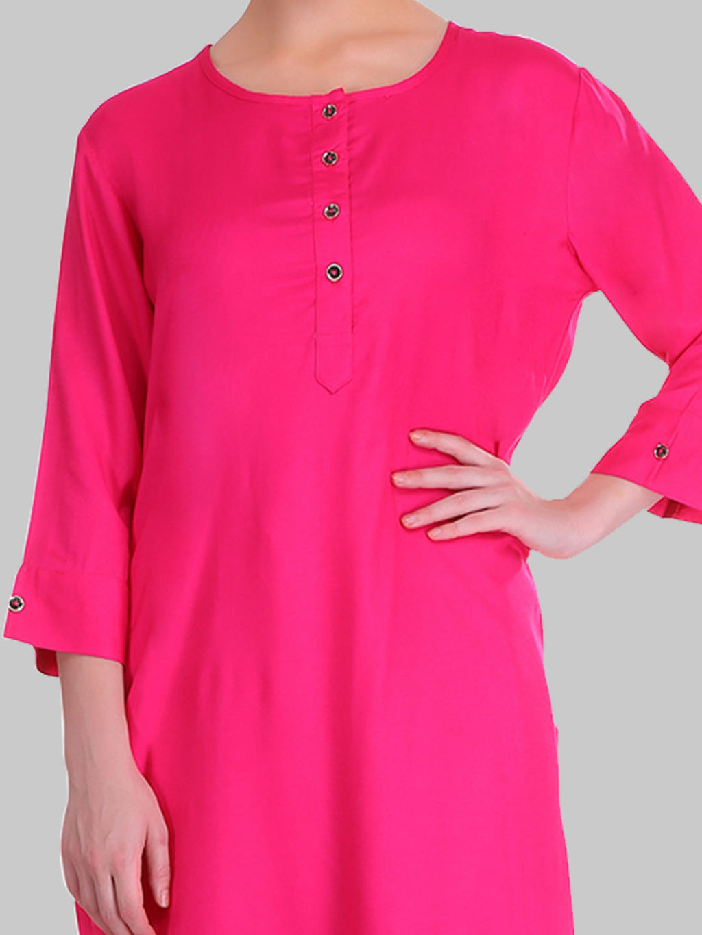 Saundarya Women's Magenta Plain Rayon Straight Kurta