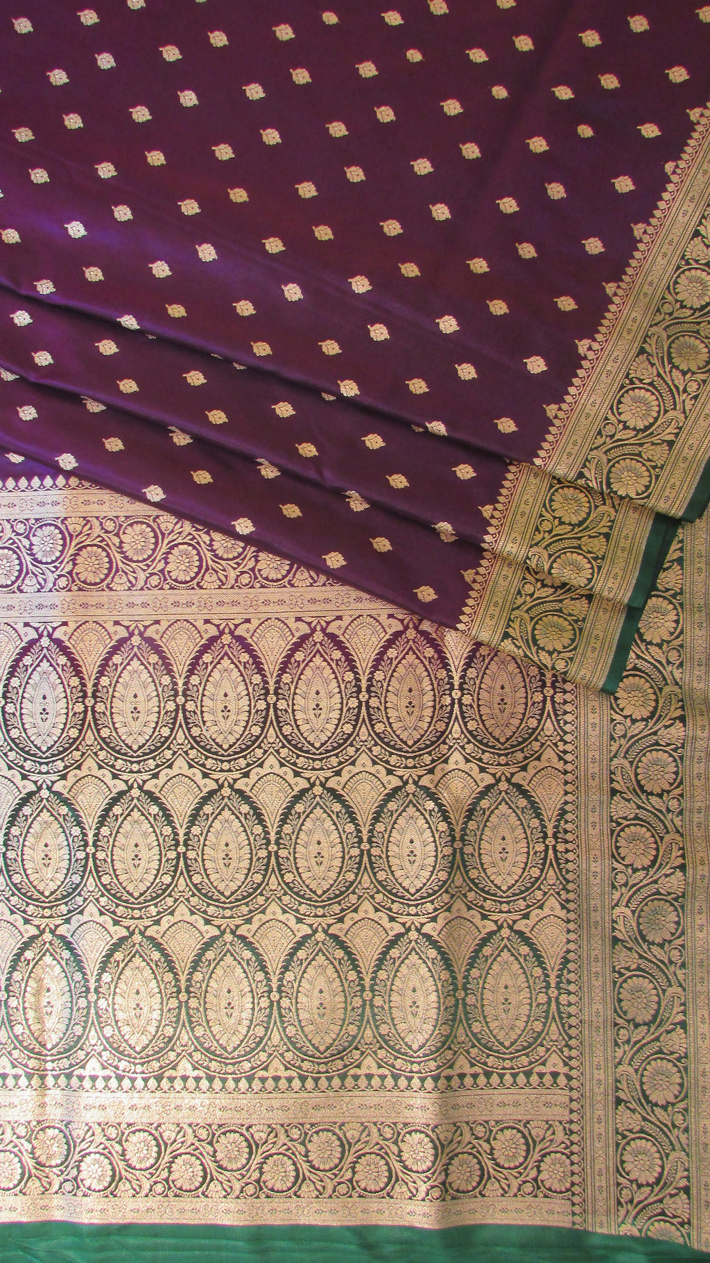 Saugandh Women's Wine Banarasi Silk Saree by Saundarya