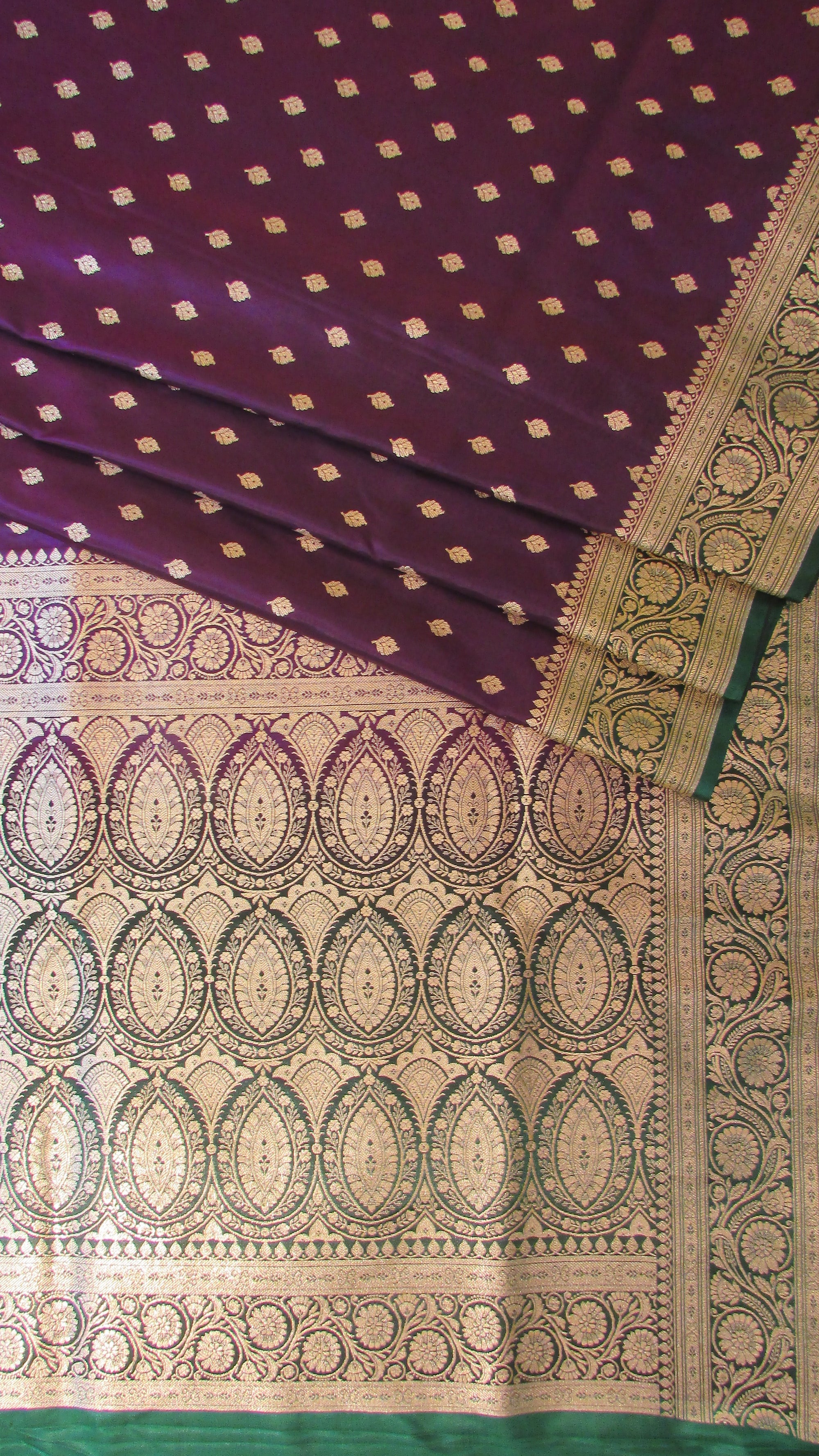 Saugandh Women's Wine Banarasi Silk Saree by Saundarya