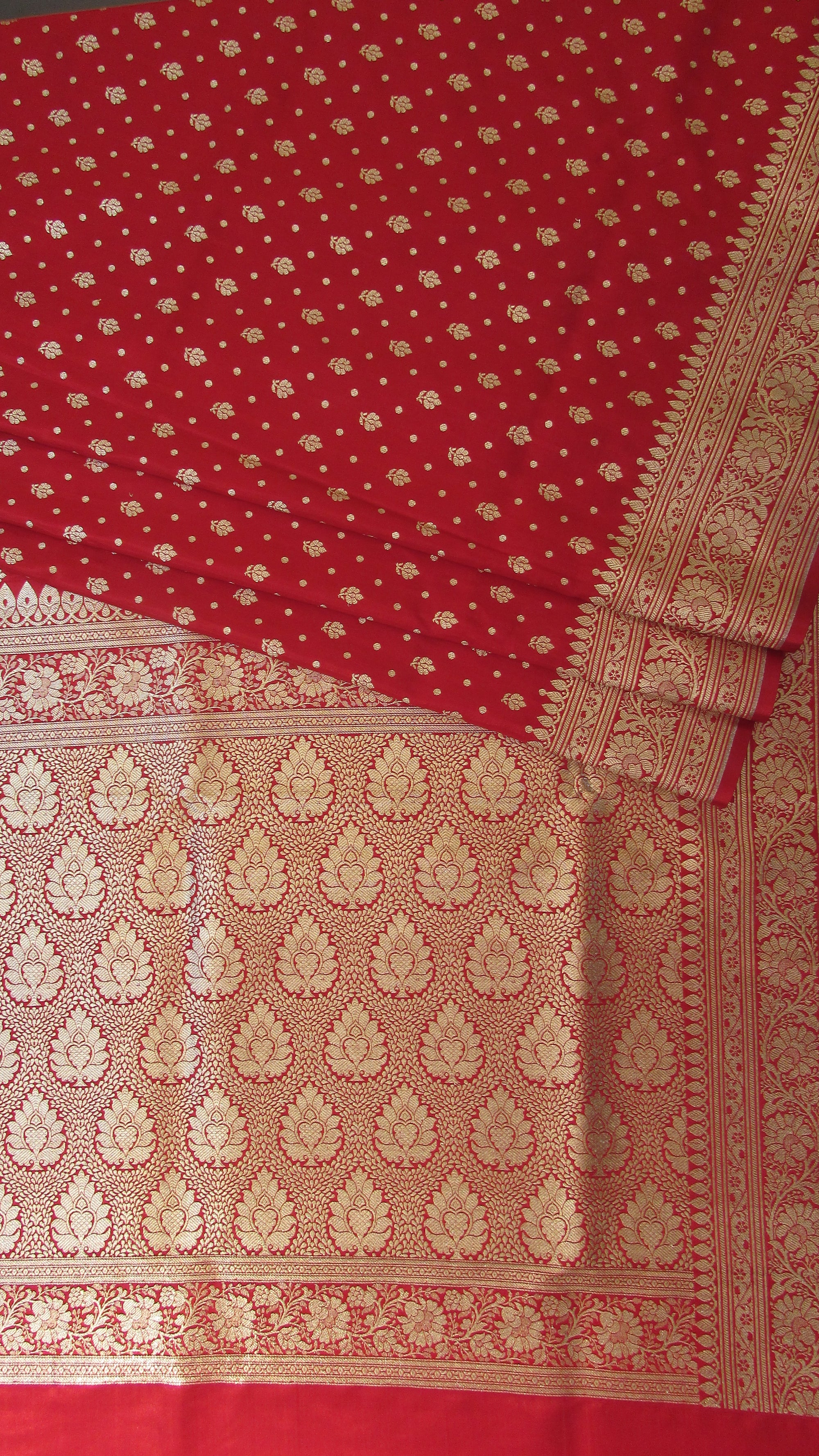 Saugandh Women's Red Banarasi Silk Saree by Saundarya