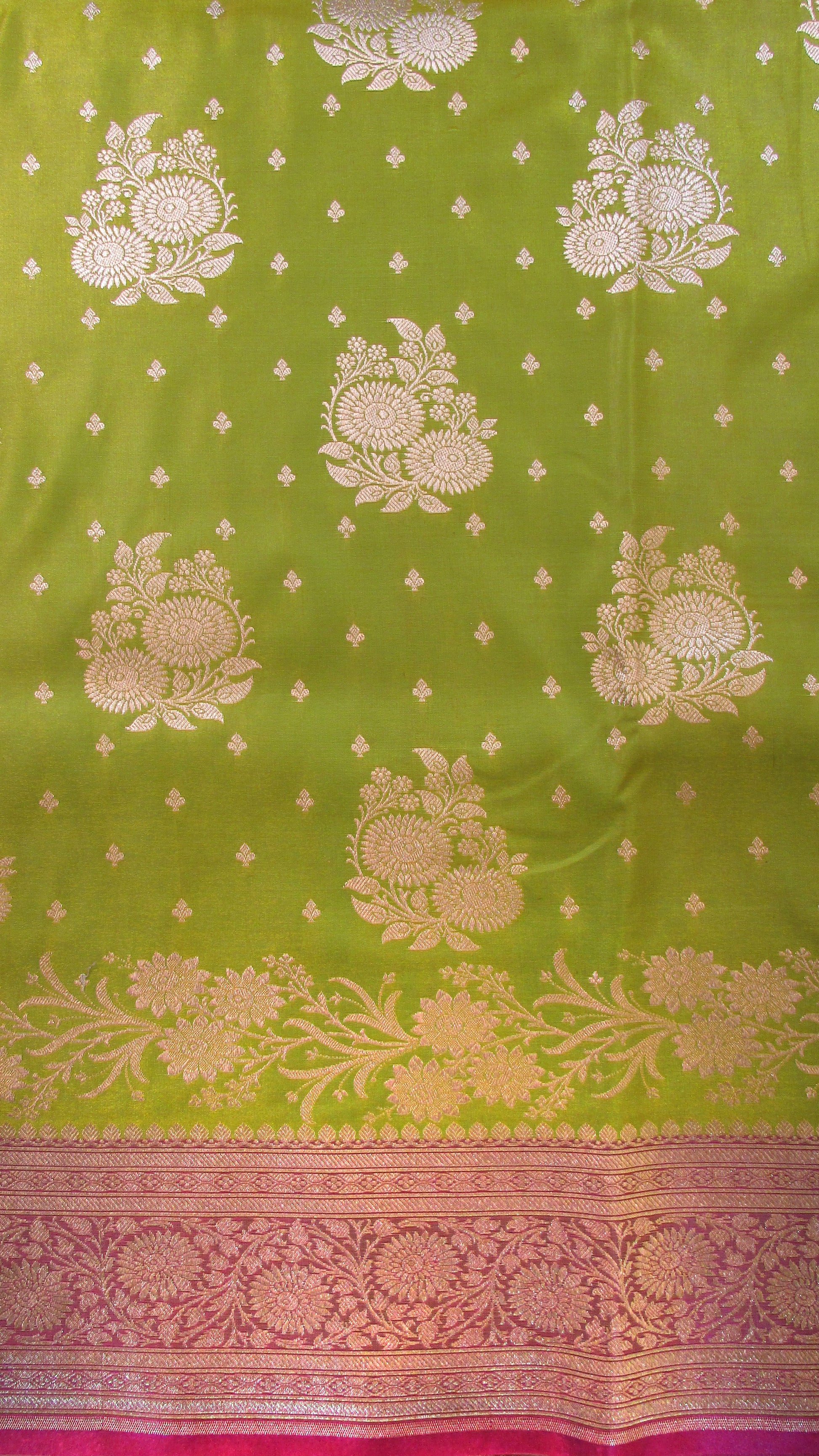 Saugandh Women's Parrot Green Banarasi Silk Saree by Saundarya