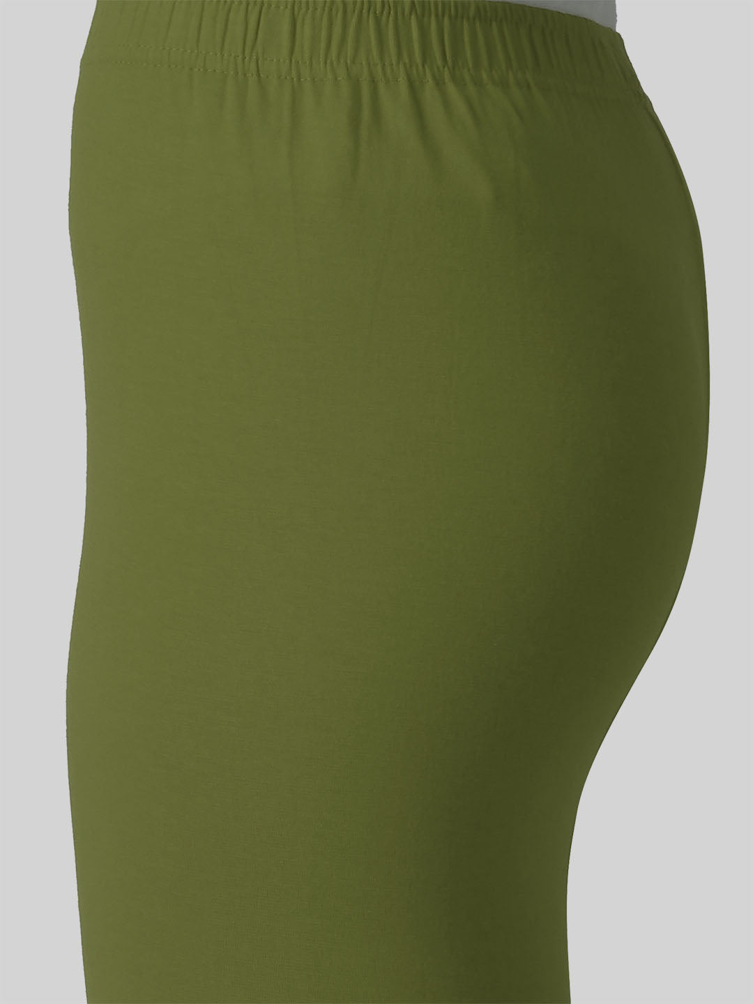 Saundarya Women’s Slim Fit Ankle Length Super Combed Cotton Rich Lycra Fabric Tailored Cut Stretchable Solid Plain Color Leggings; Olive Green