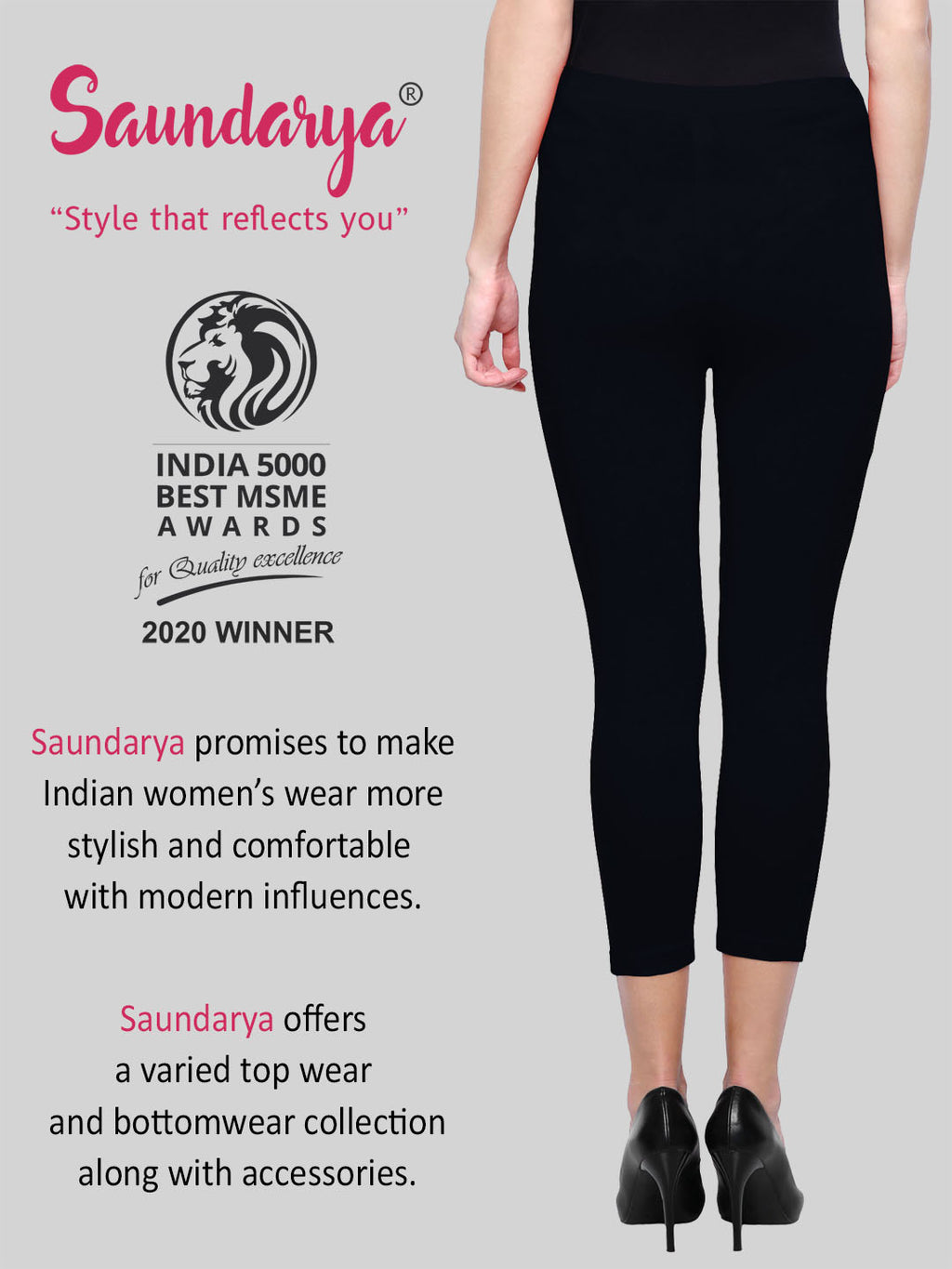 Black Calf Length Leggings Cotton