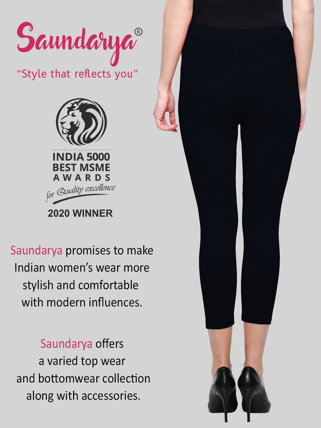 Black Calf Length Leggings Cotton
