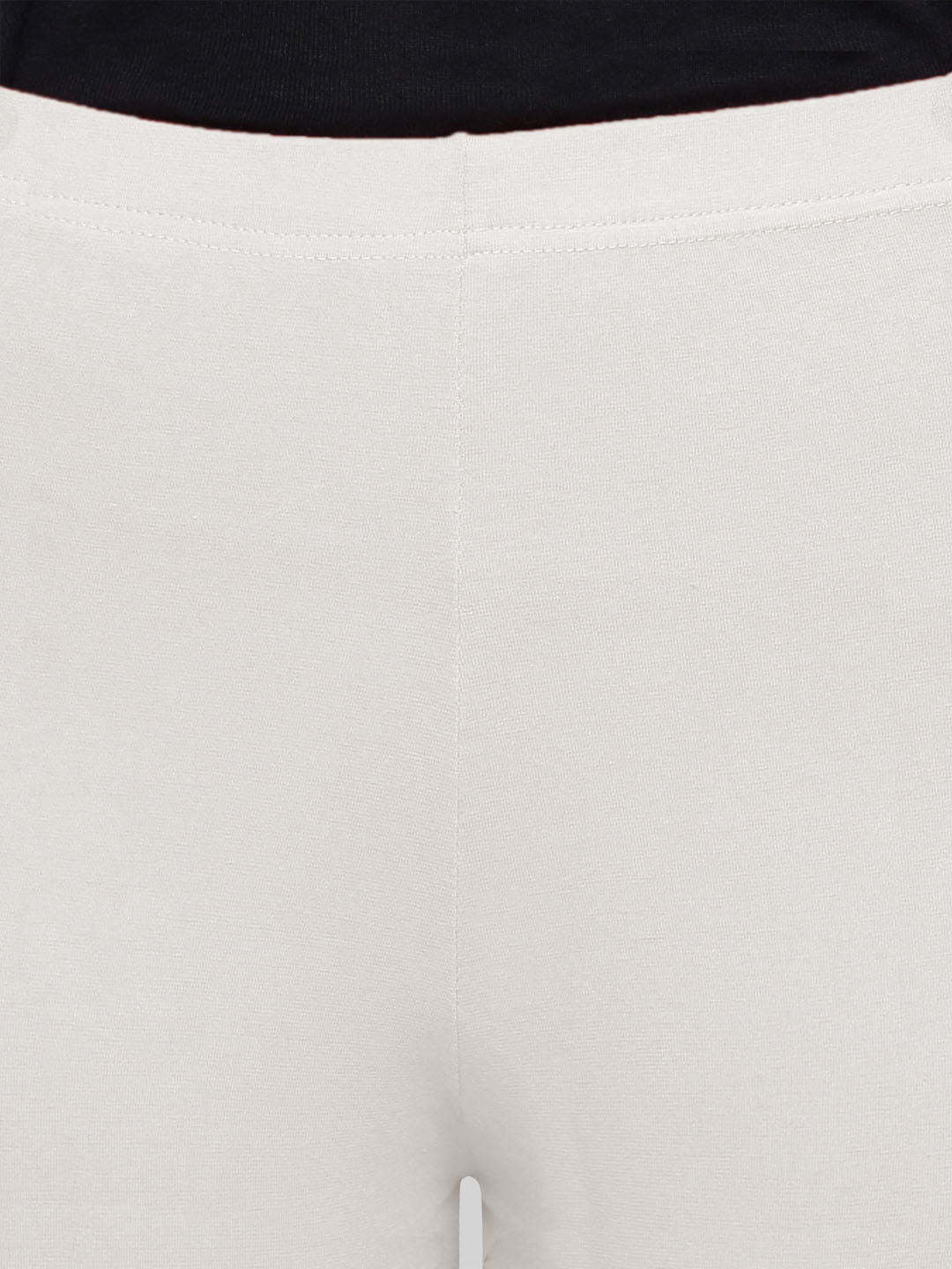 Saundarya Women’s Slim Fit Calf Length Super Combed Cotton Rich Lycra Fabric Tailored Cut Stretchable Solid Plain Color Leggings; Off White